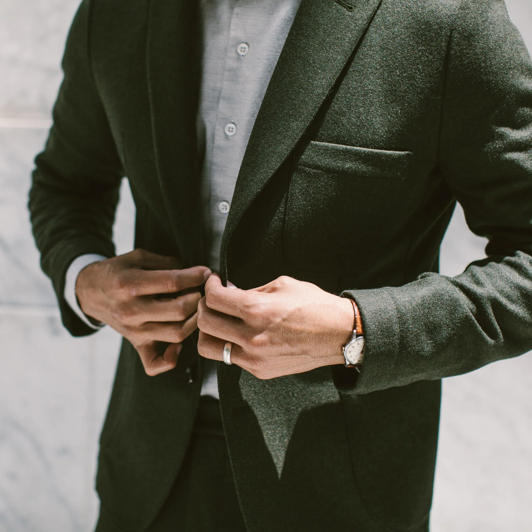 The Telegraph Jacket in Olive Wool - Image 5