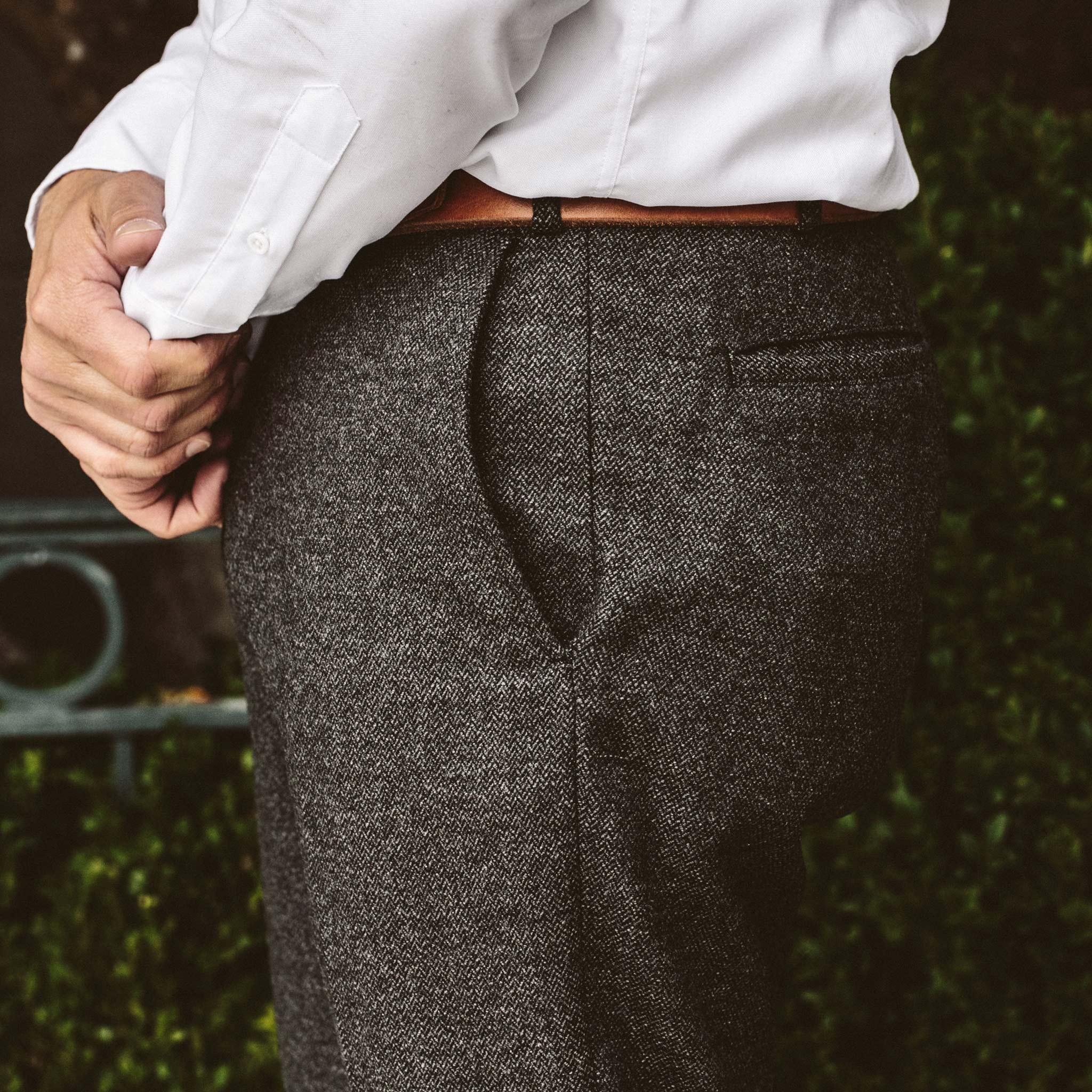 The Telegraph Trouser in Charcoal Herringbone - Image 6