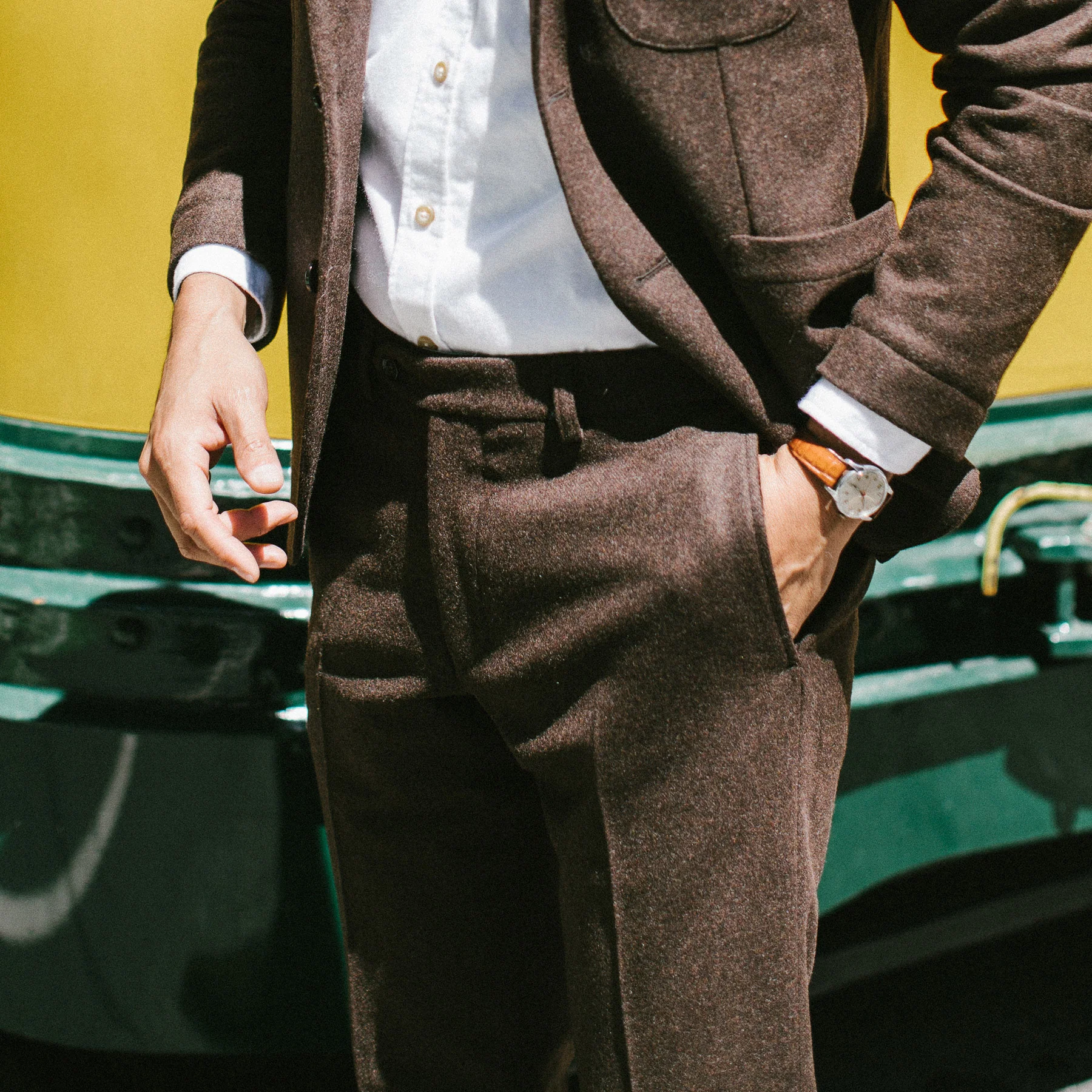 The Telegraph Trouser in Chocolate Wool - Image 4