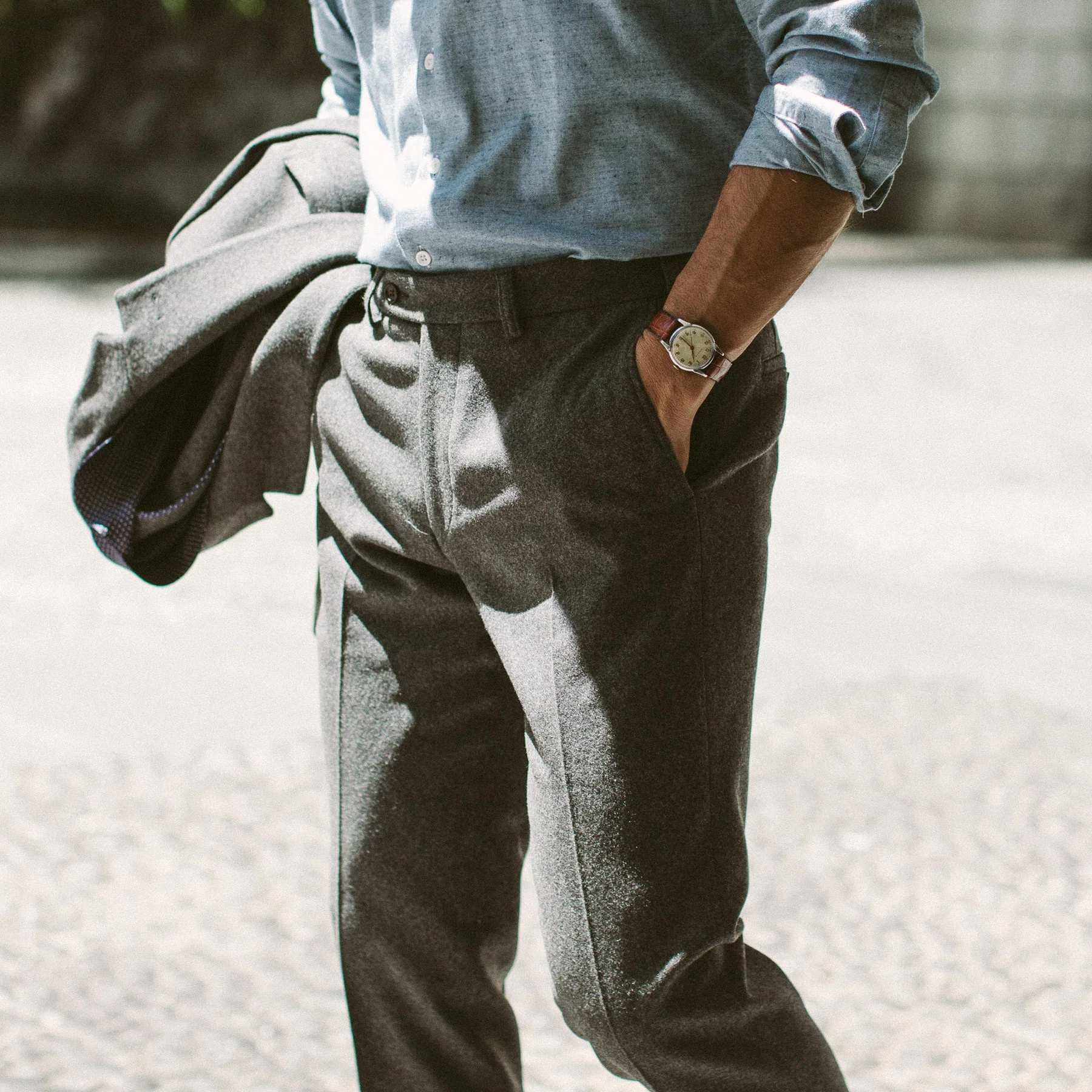 The Telegraph Trouser in Grey Wool - Image 6