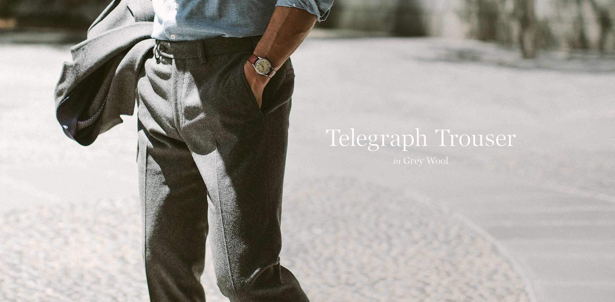 The Telegraph Trouser in Grey Wool - Image 8