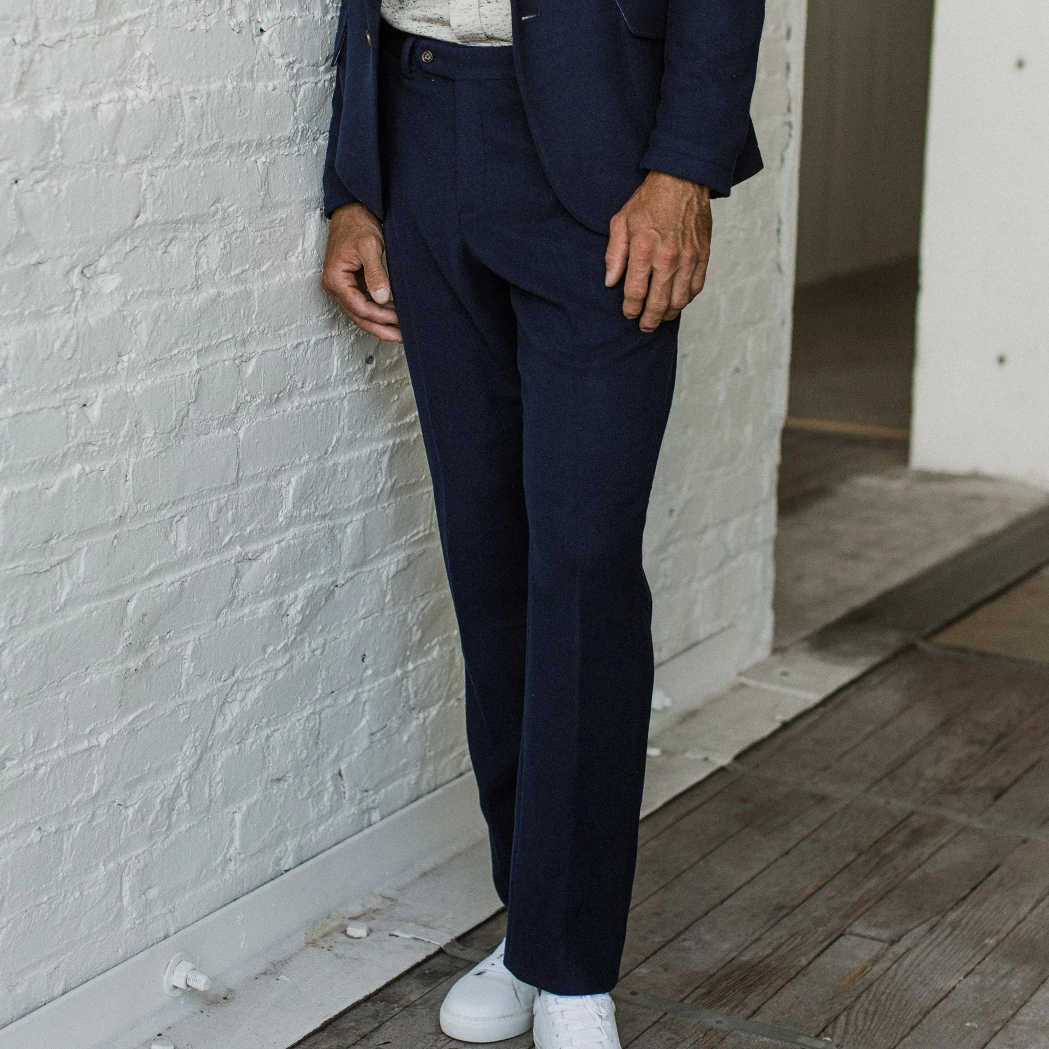 The Telegraph Trouser in Navy Boiled Wool - Image 4