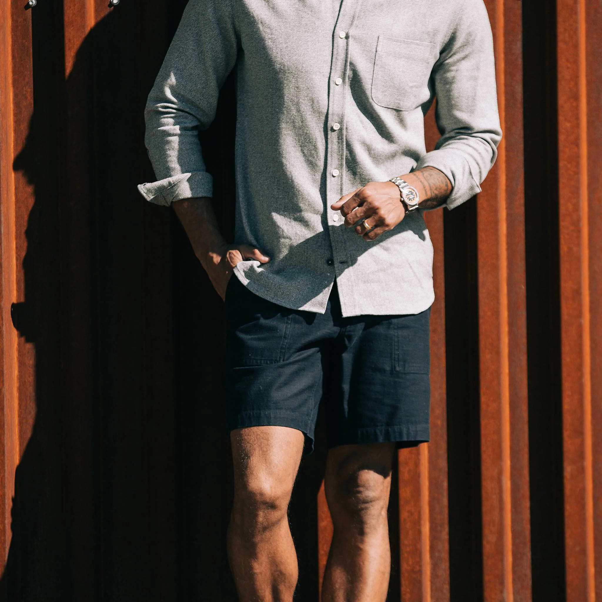 The Trail Short in Navy Slub Sateen - Image 2