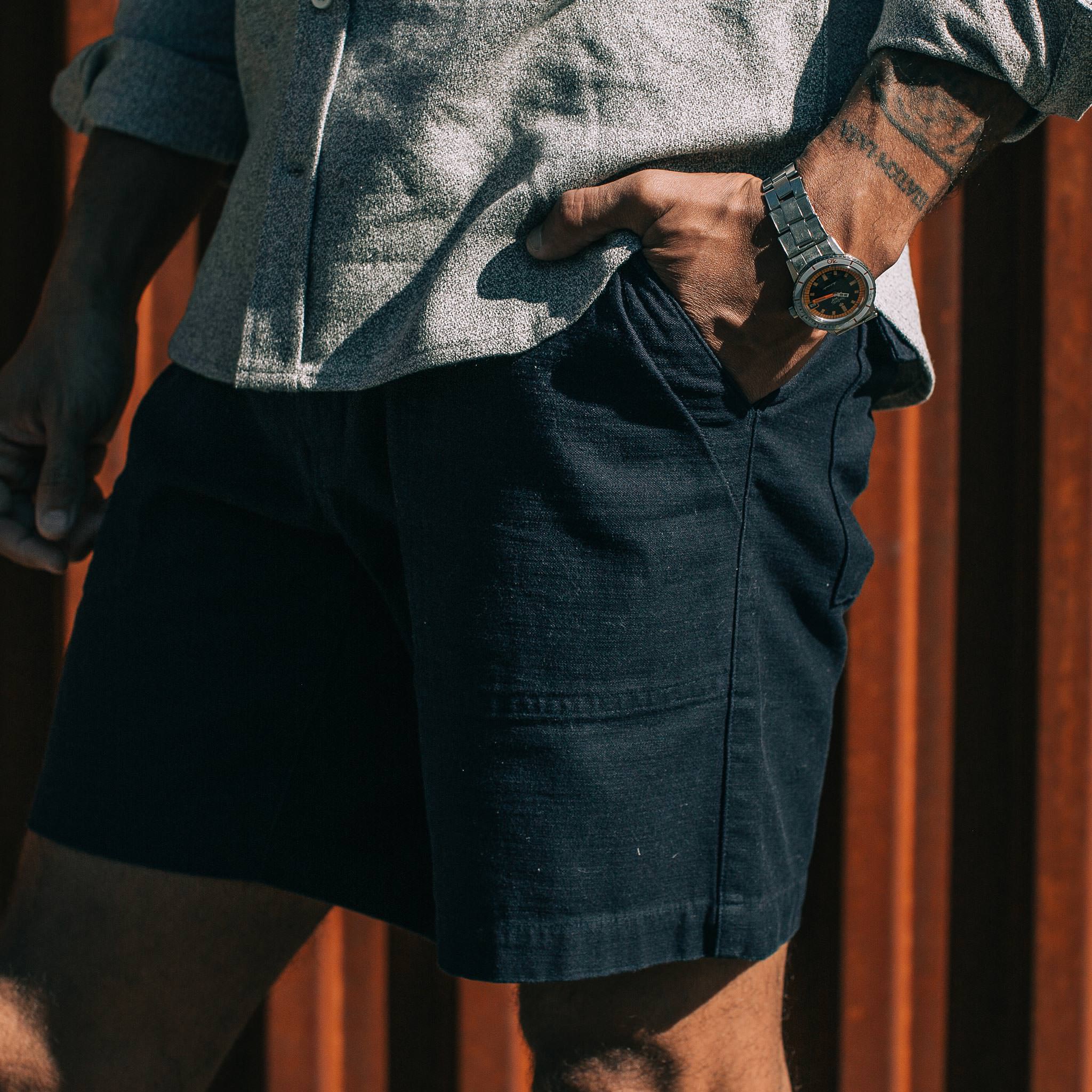 The Trail Short in Navy Slub Sateen - Image 4