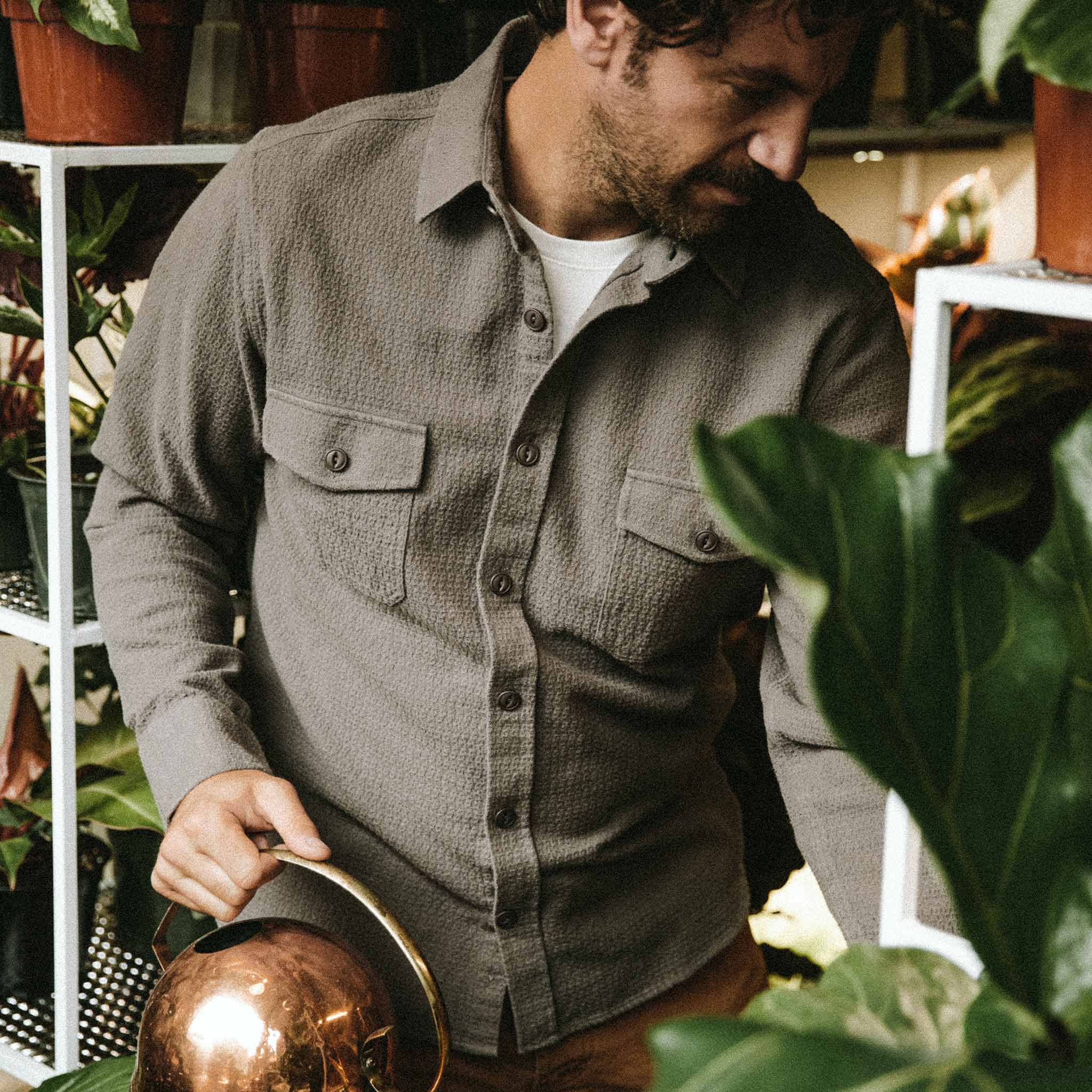 The Utility Shirt in Charcoal Jacquard - Image 2