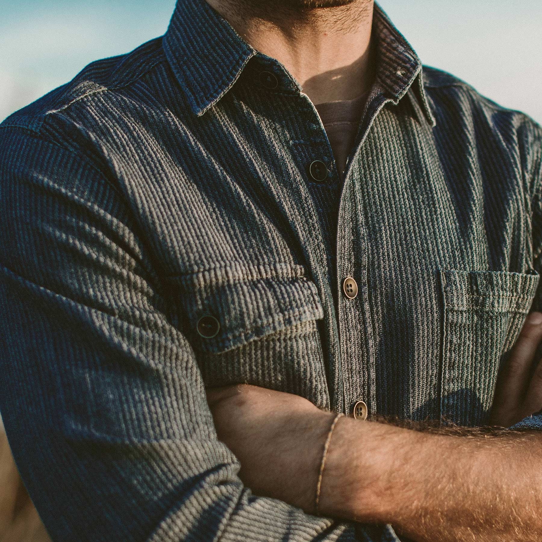 The Utility Shirt in Cone Mills Corded Indigo - Image 4