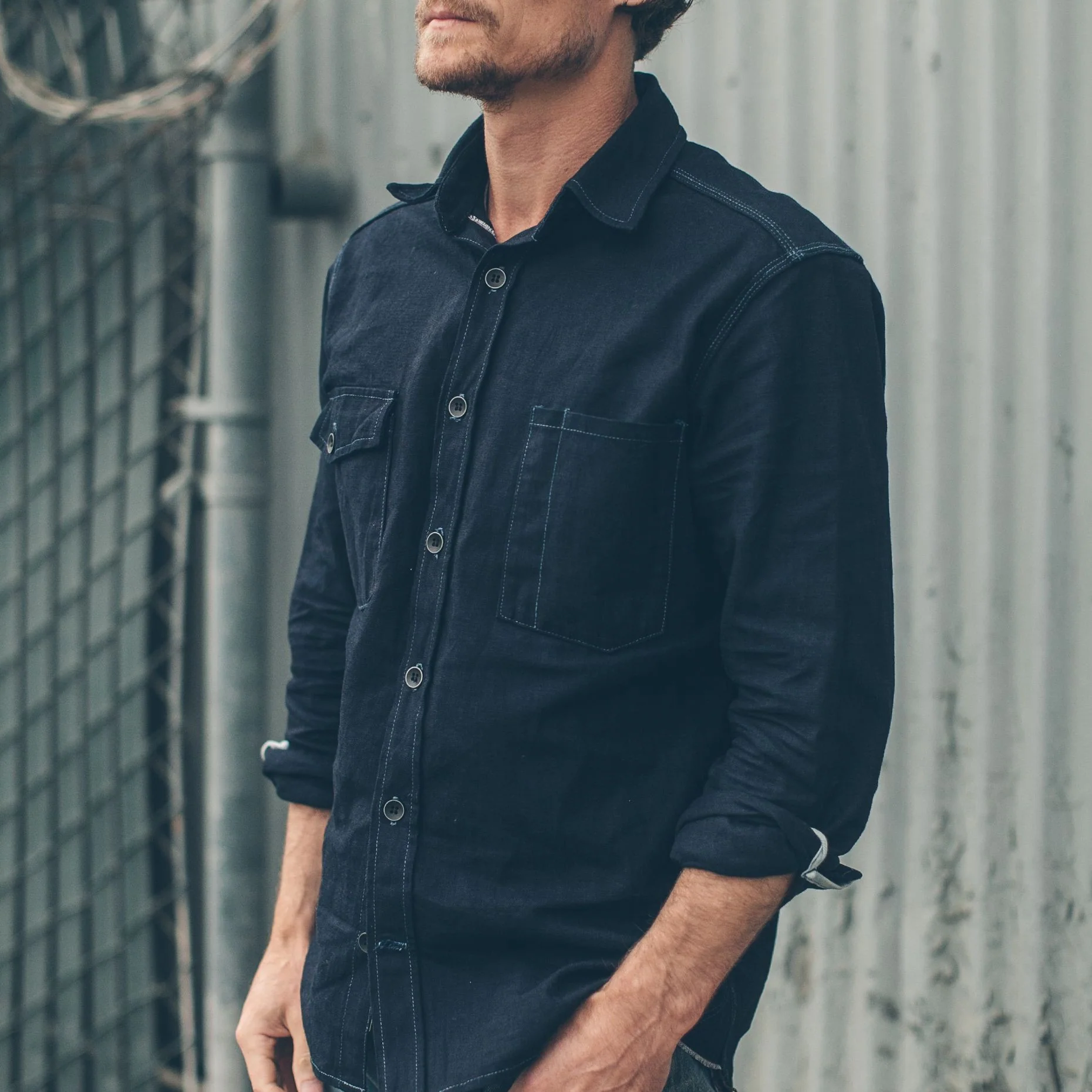 The Utility Shirt in Cone Mills Indigo Selvage Canvas - Image 4