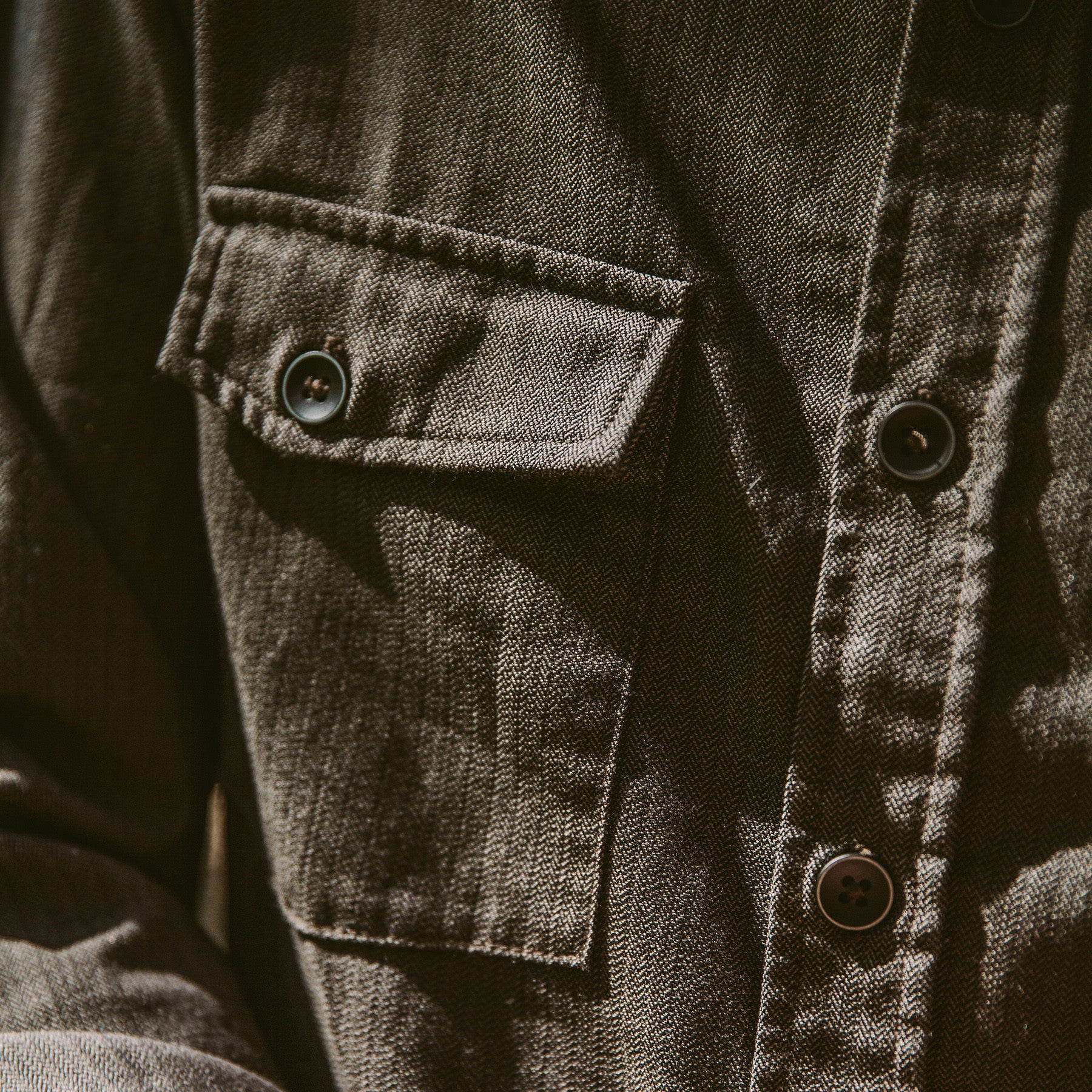The Utility Shirt in Moss Merino 4S Herringbone - Image 4