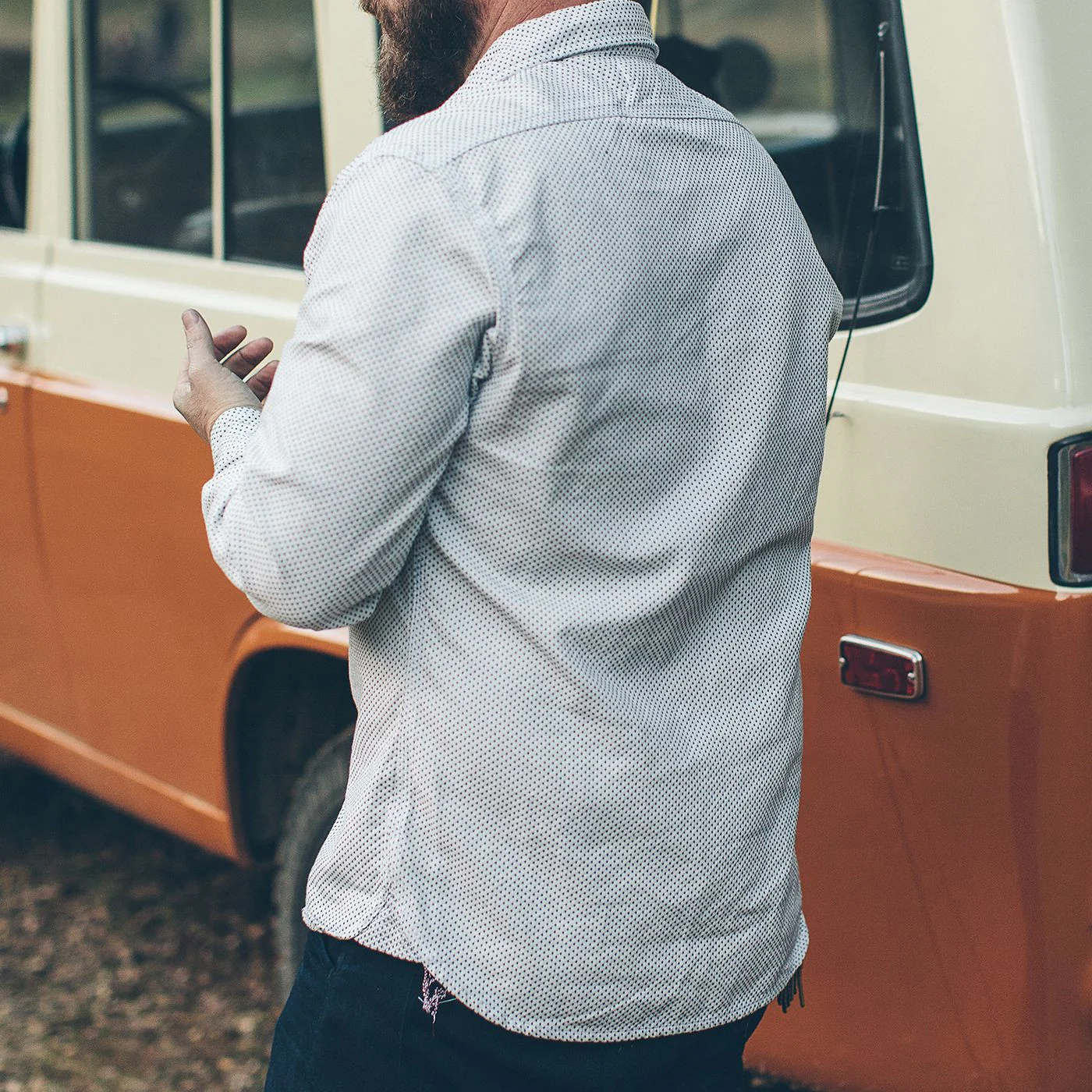 The Utility Shirt in Natural Cross Jacquard - Image 4