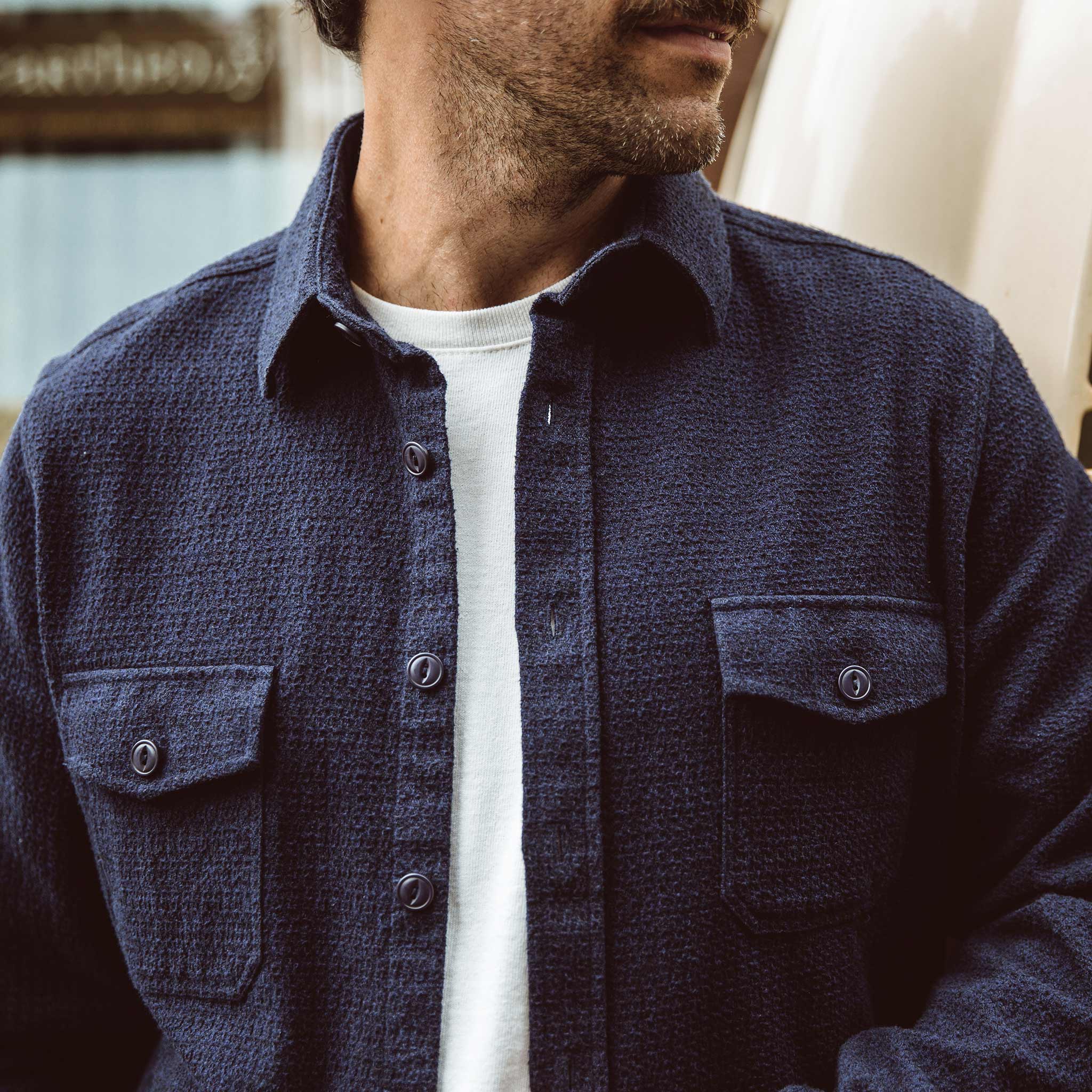 The Utility Shirt in Navy Jacquard - Image 3