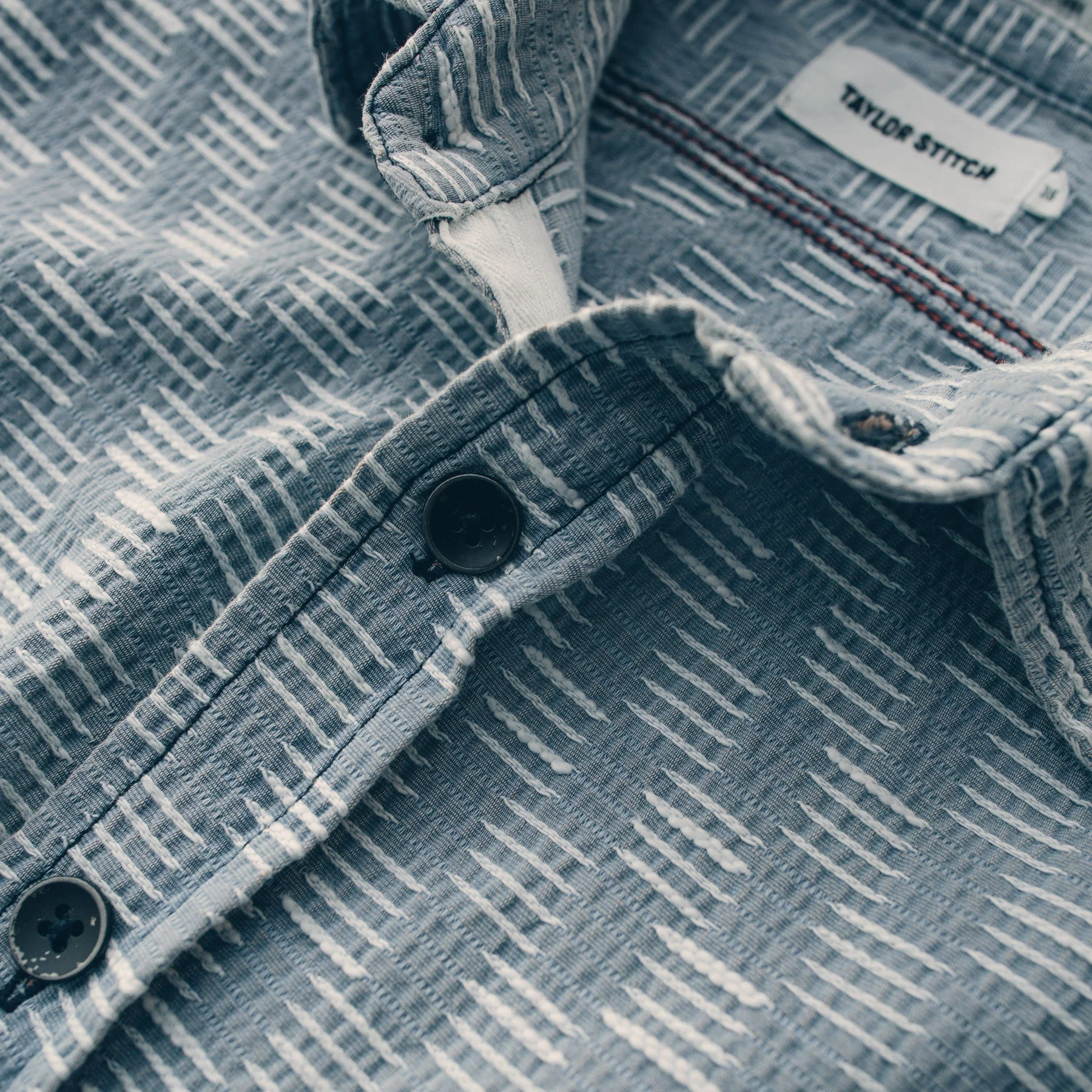 The Utility Shirt in Washed Indigo Jacquard - Image 6