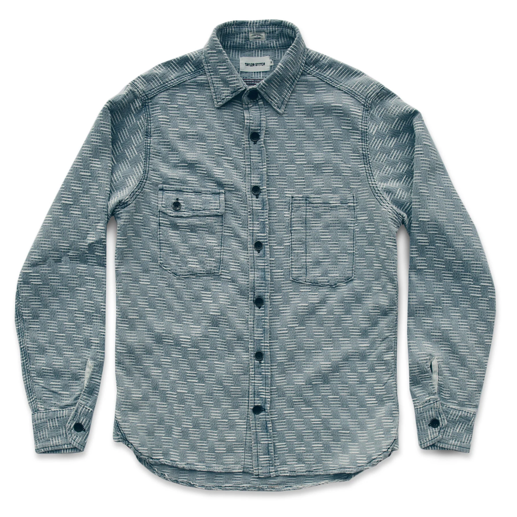 The Utility Shirt in Washed Indigo Jacquard - Image 7