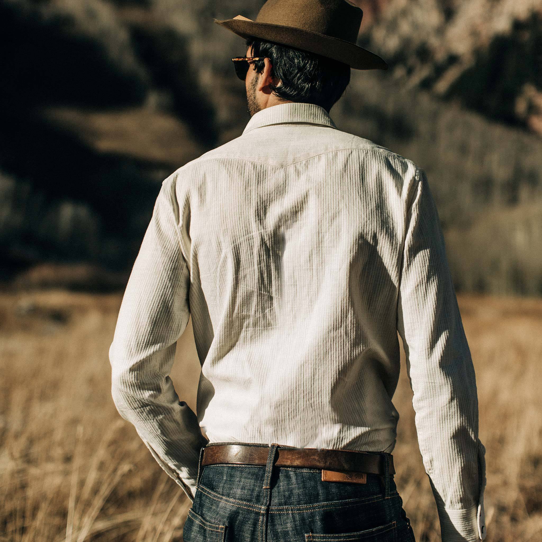 The Western Shirt in Natural Corded Denim - Image 3