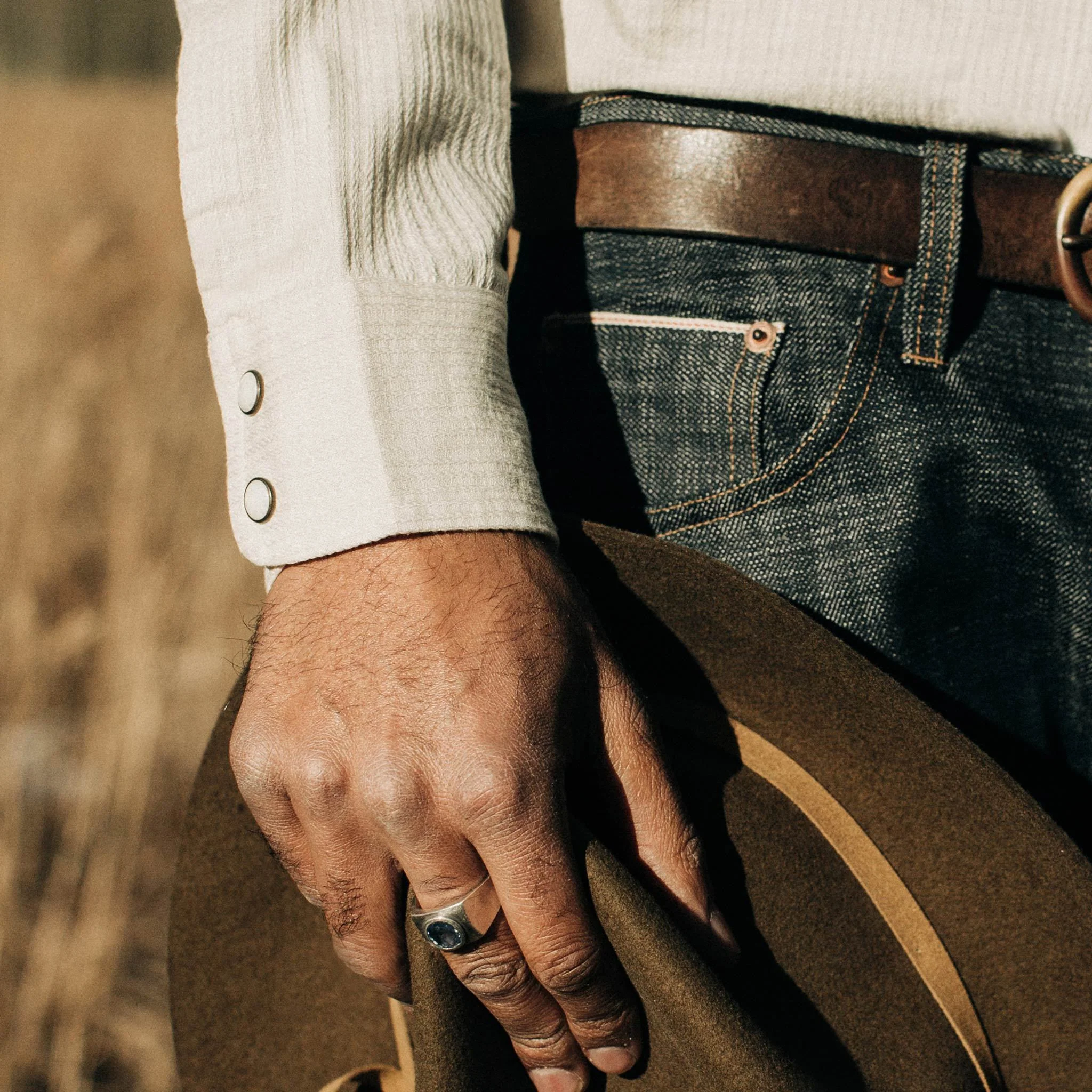 The Western Shirt in Natural Corded Denim - Image 4