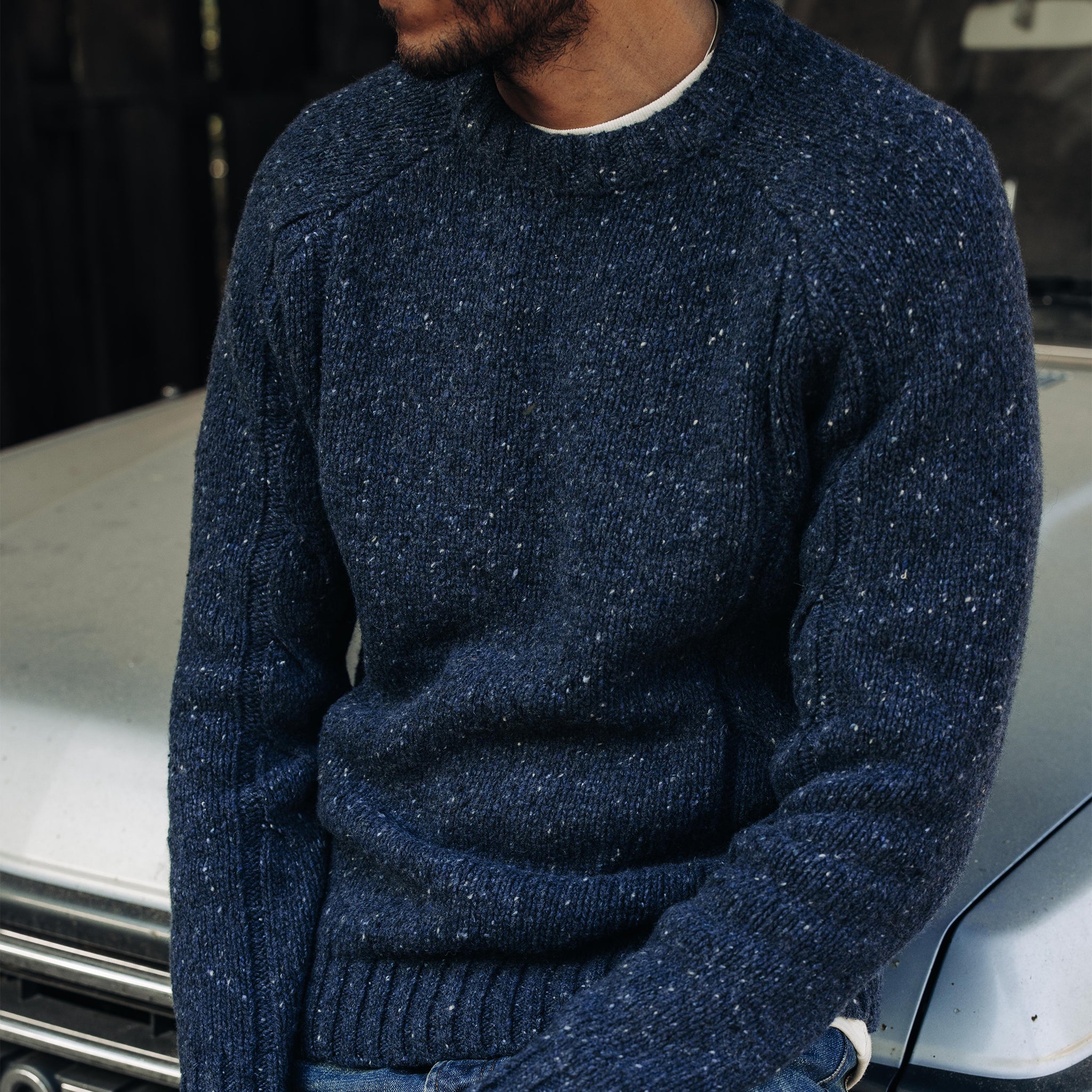 The Topside Sweater in Navy Donegal - Image 3