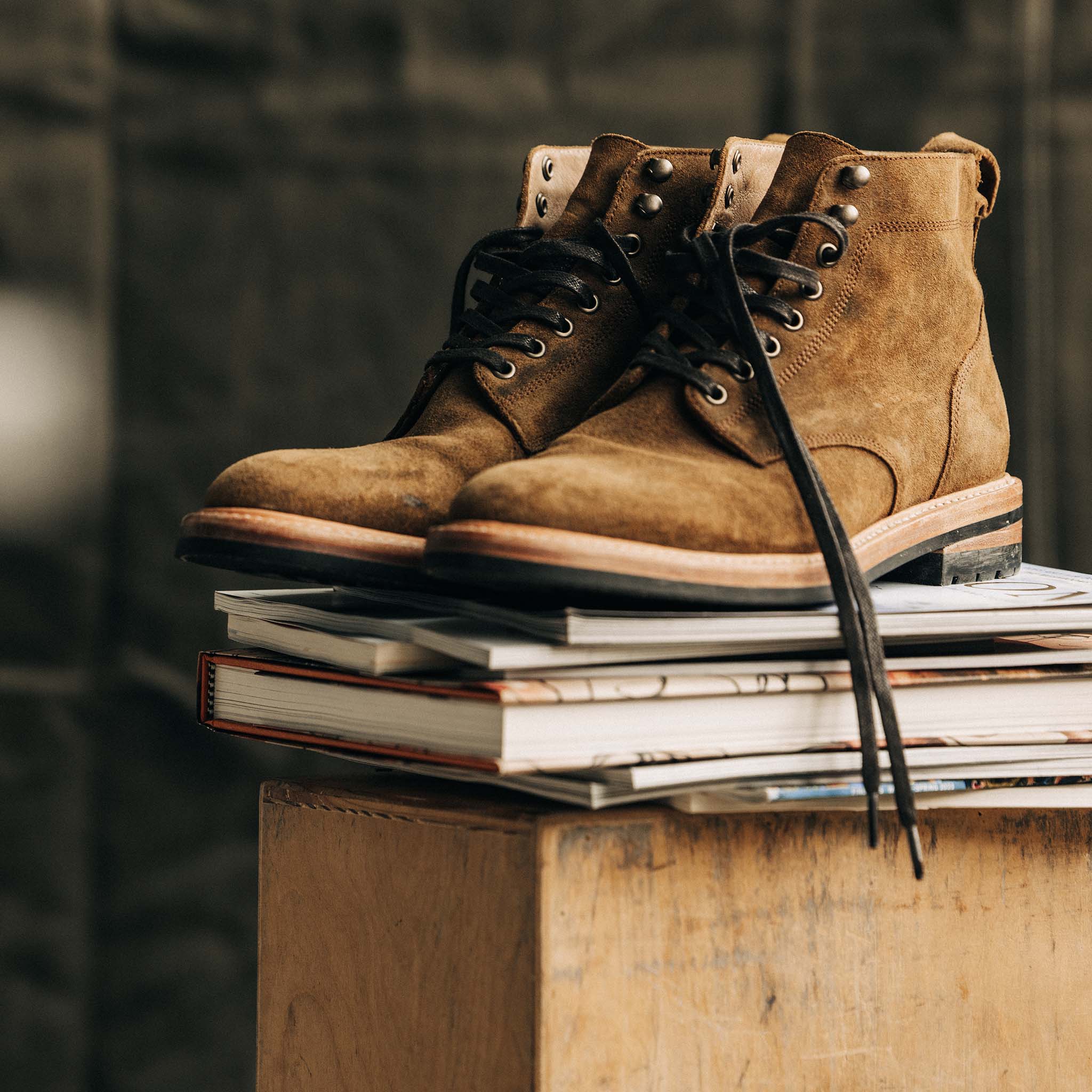 The Trench Boot in Golden Brown Waxed Suede - Image 4