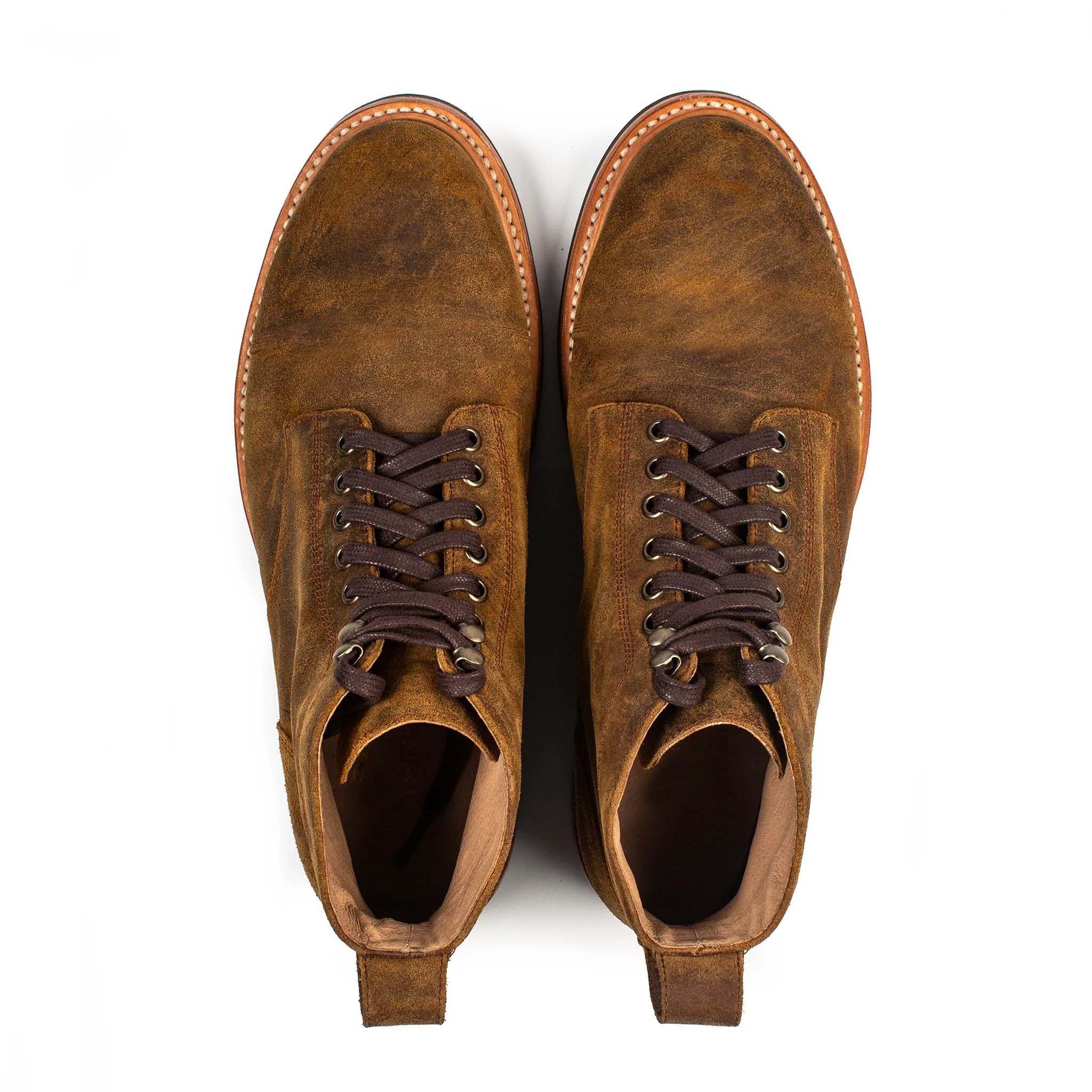 The Trench Boot in Golden Brown Waxed Suede - Image 7