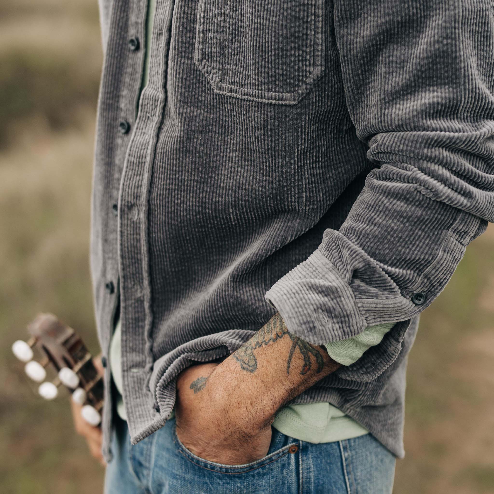 The Utility Shirt in Dark Charcoal Crepe Cord - Image 4