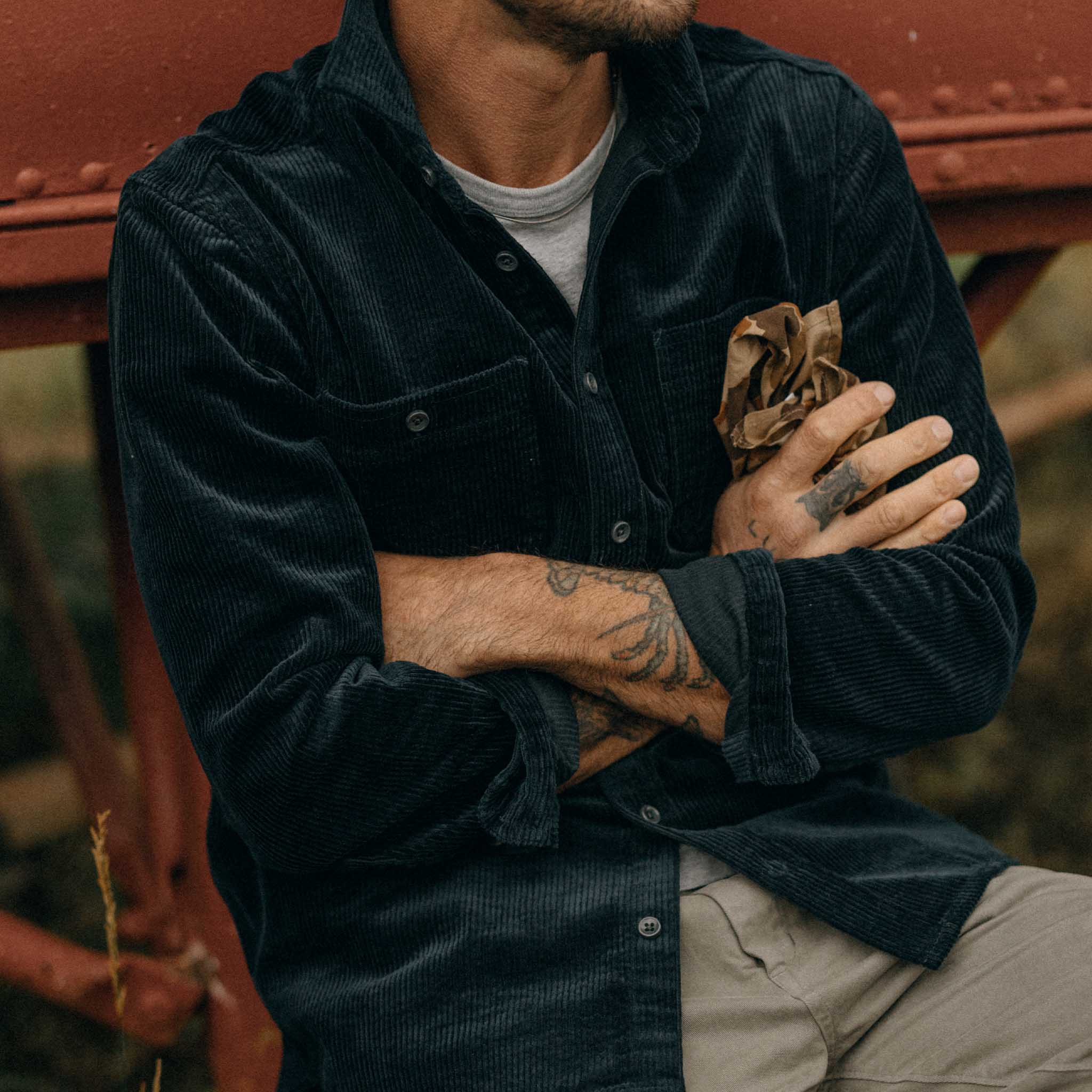 The Utility Shirt in Dark Navy Corduroy - Image 3