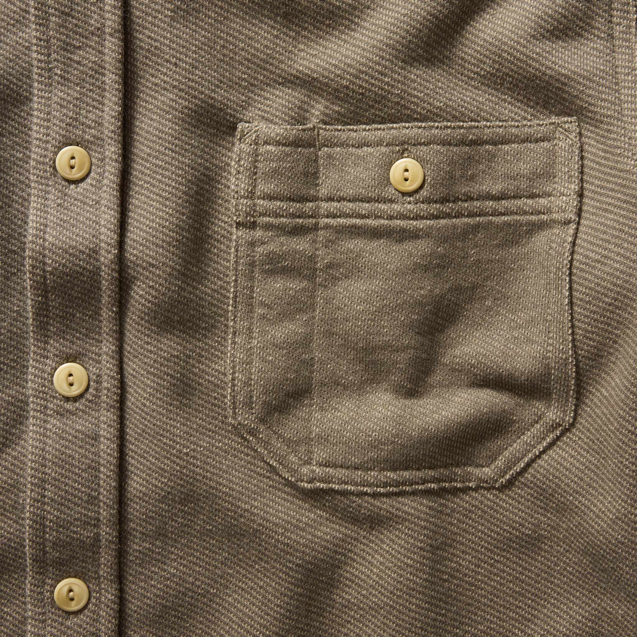 The Utility Shirt in Fatigue Olive French Terry Twill Knit - Image 6