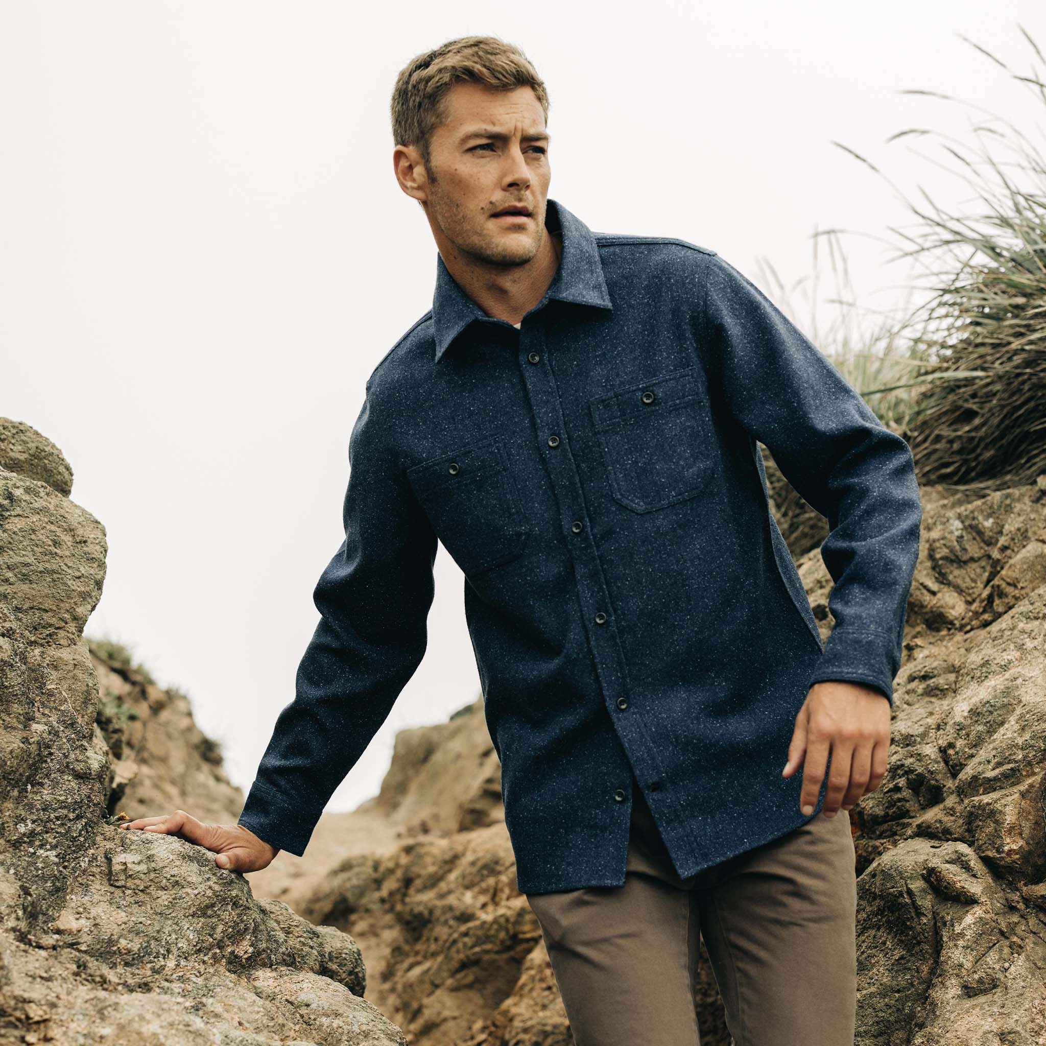 The Utility Shirt in Navy Donegal Wool - Image 2