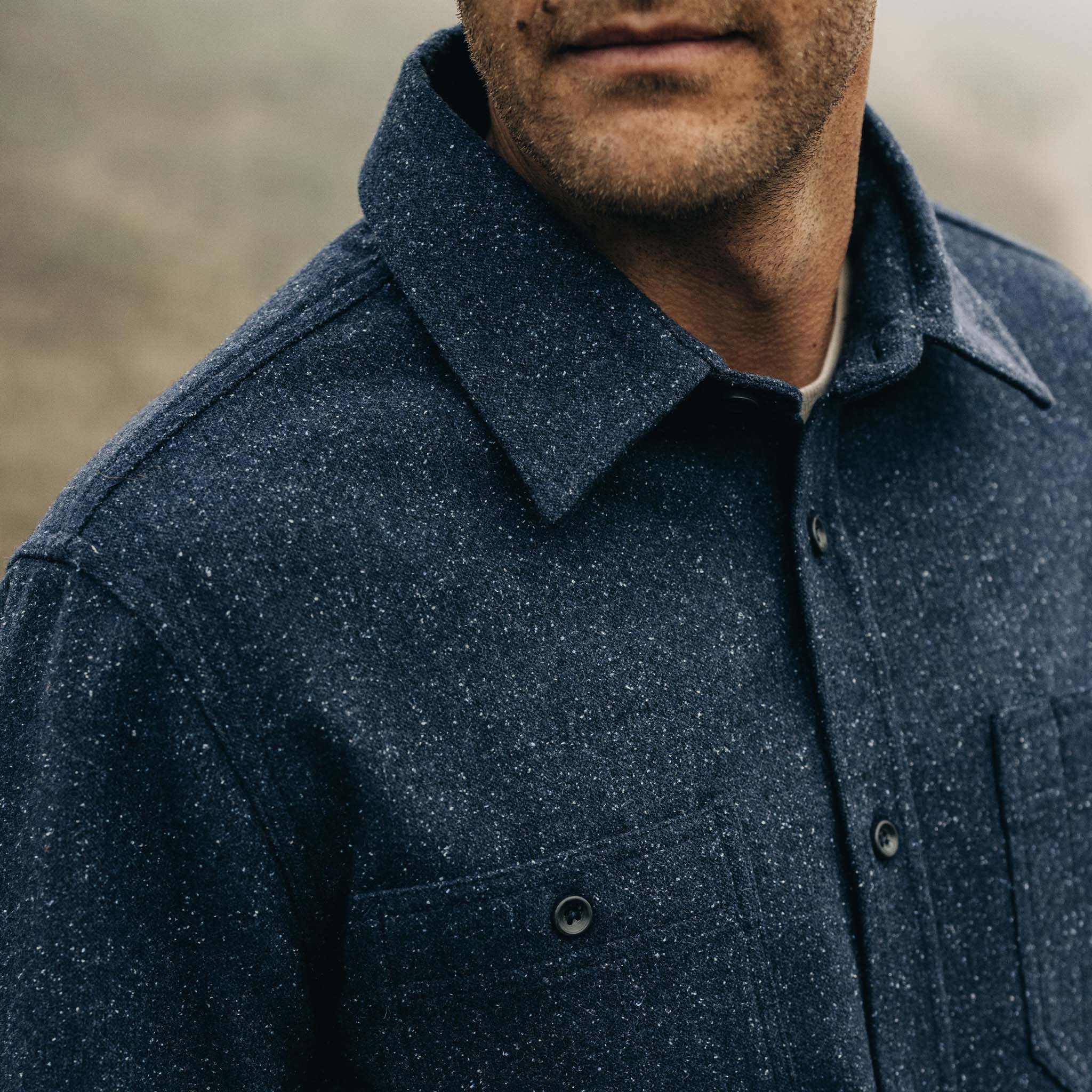 The Utility Shirt in Navy Donegal Wool - Image 3