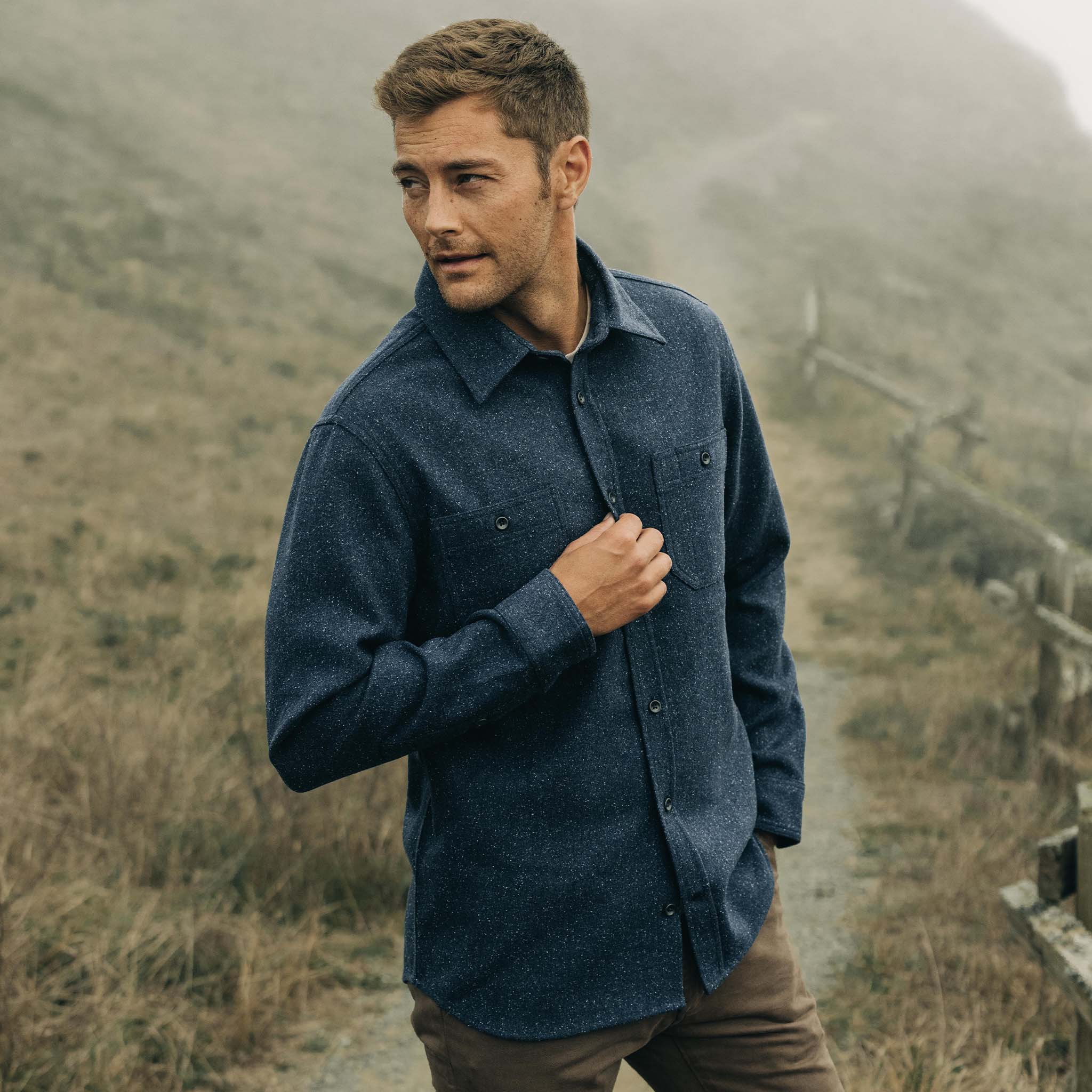 The Utility Shirt in Navy Donegal Wool - Image 4