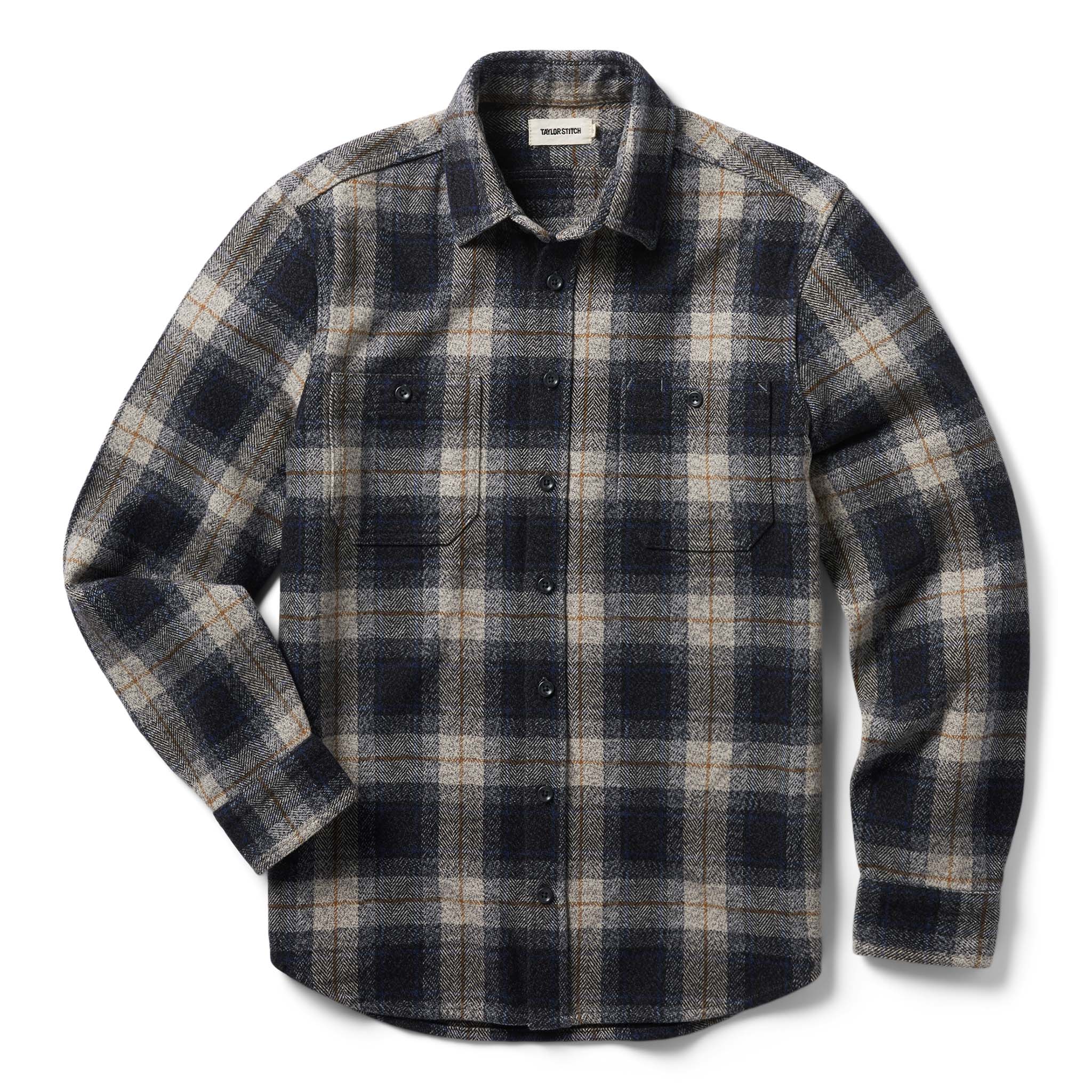 The Utility Shirt in Navy Jaspe Herringbone Plaid - Image 7