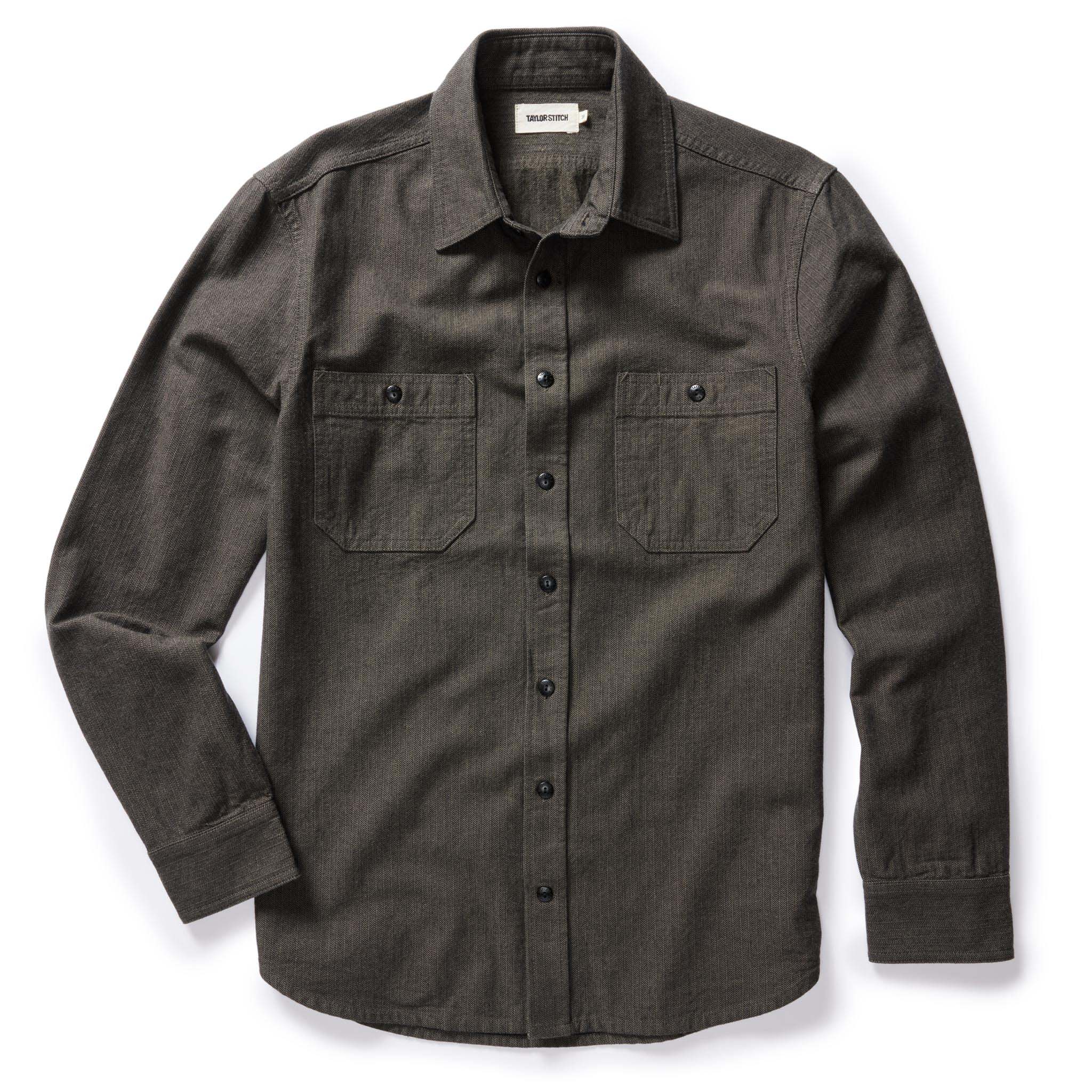 The Utility Shirt in Olive Broken Herringbone - Image 5