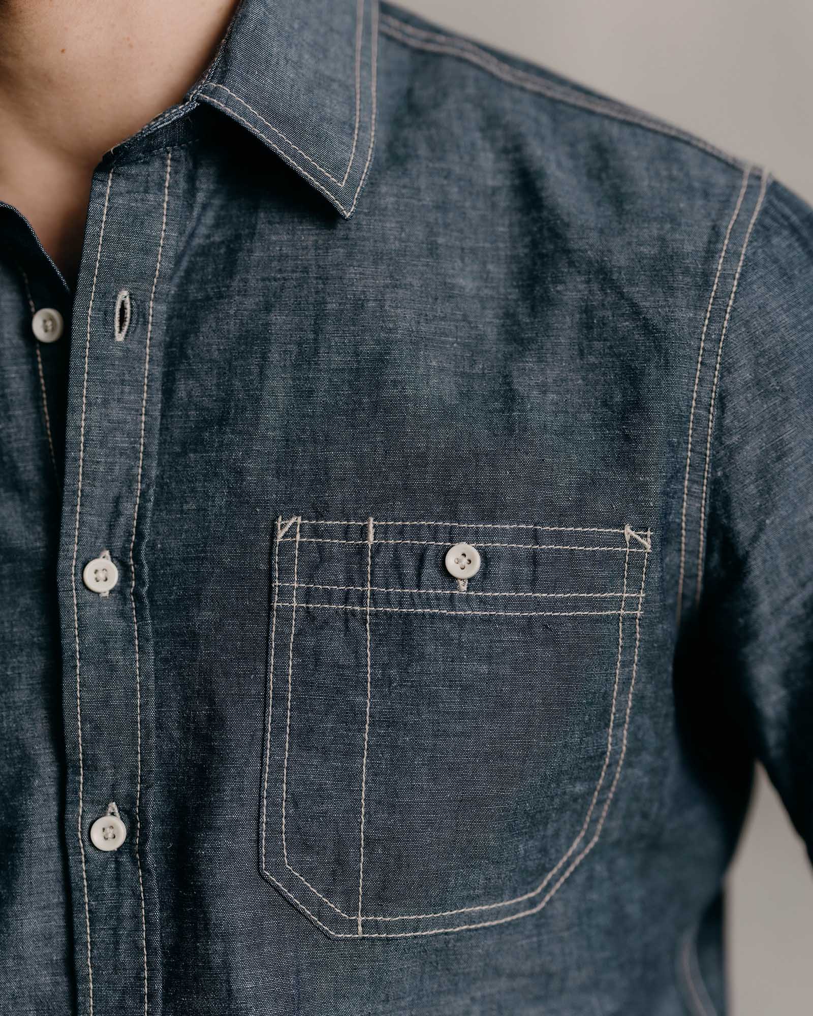 The Utility Shirt in Rinsed Indigo Nep - Image 3