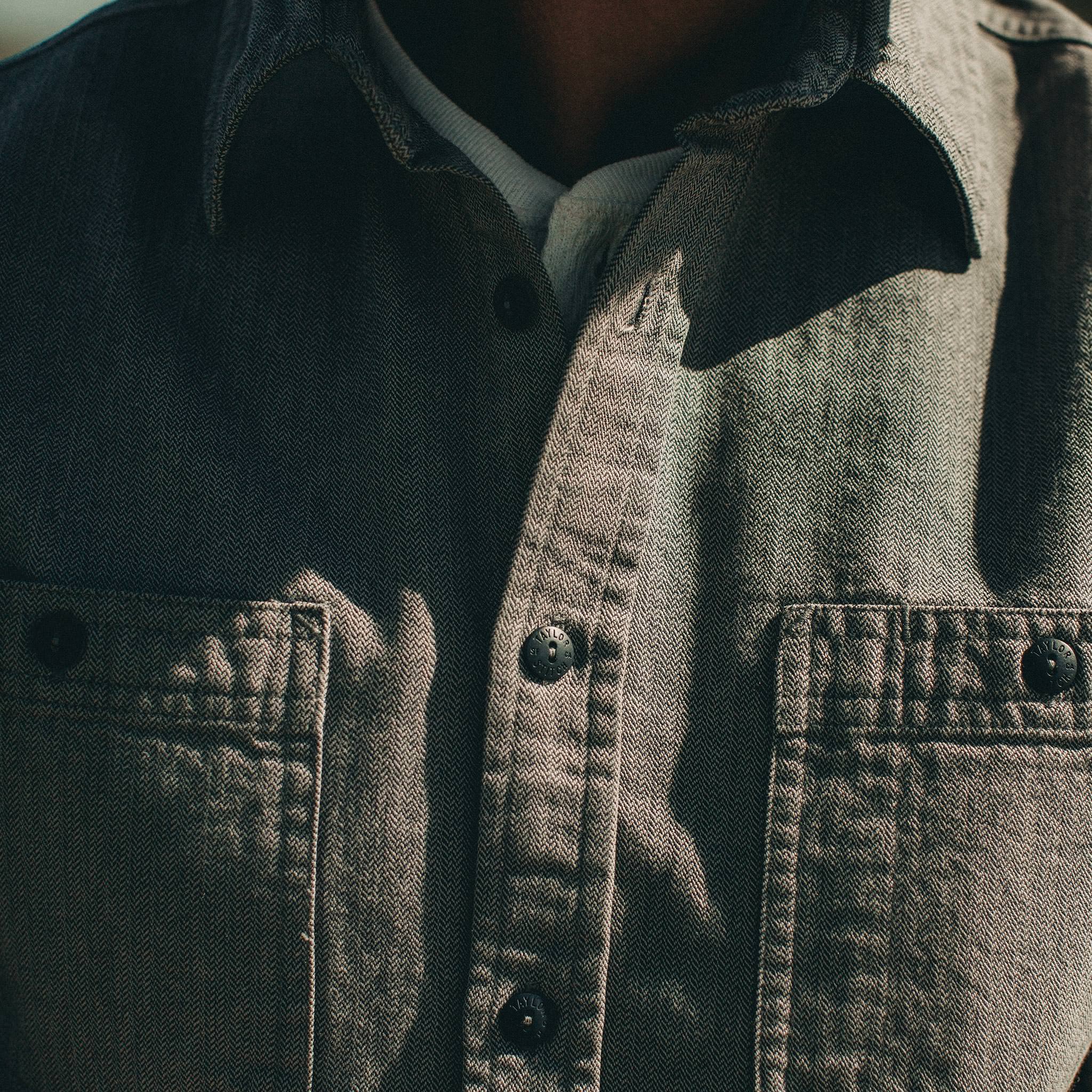 The Utility Shirt in Slate Broken Herringbone - Image 5