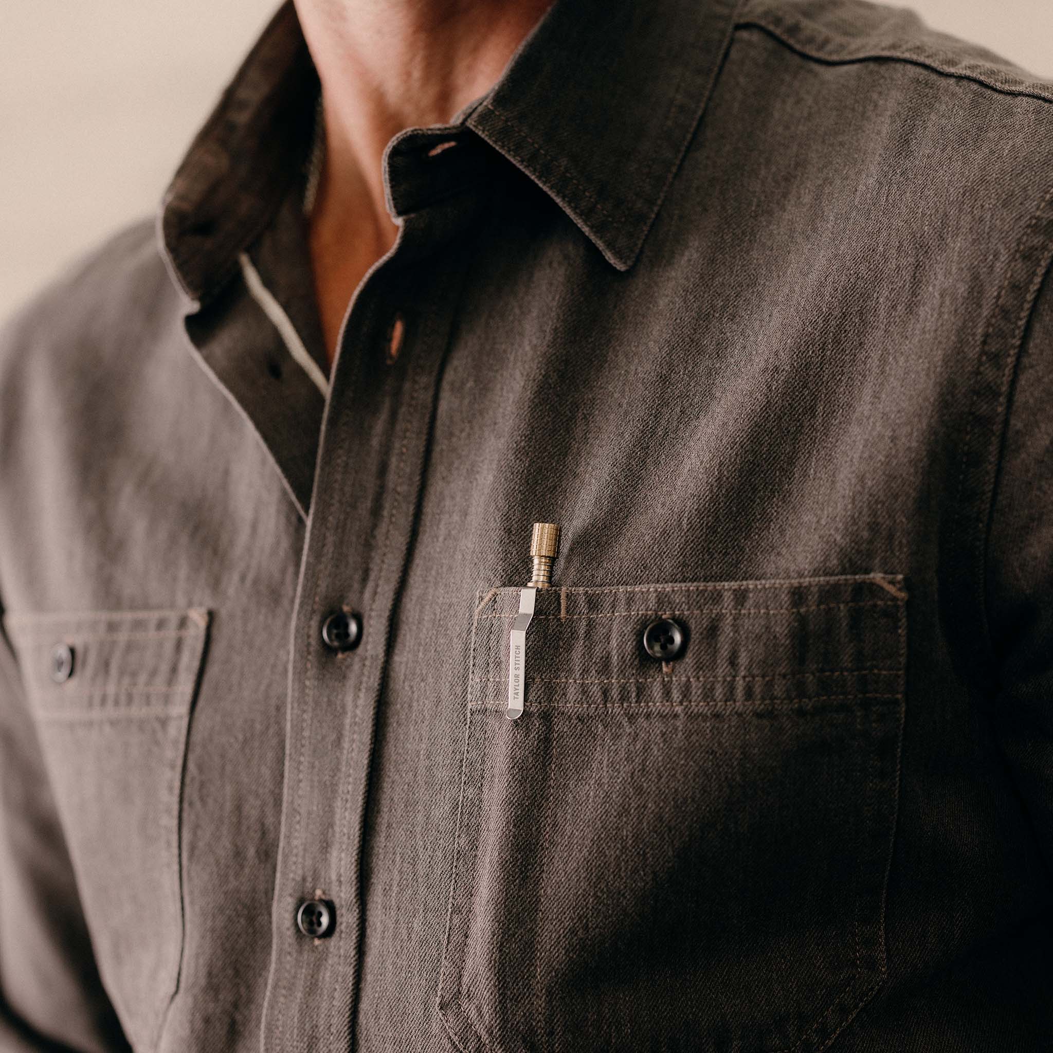 The Utility Shirt in Soil Selvedge Denim - Image 3
