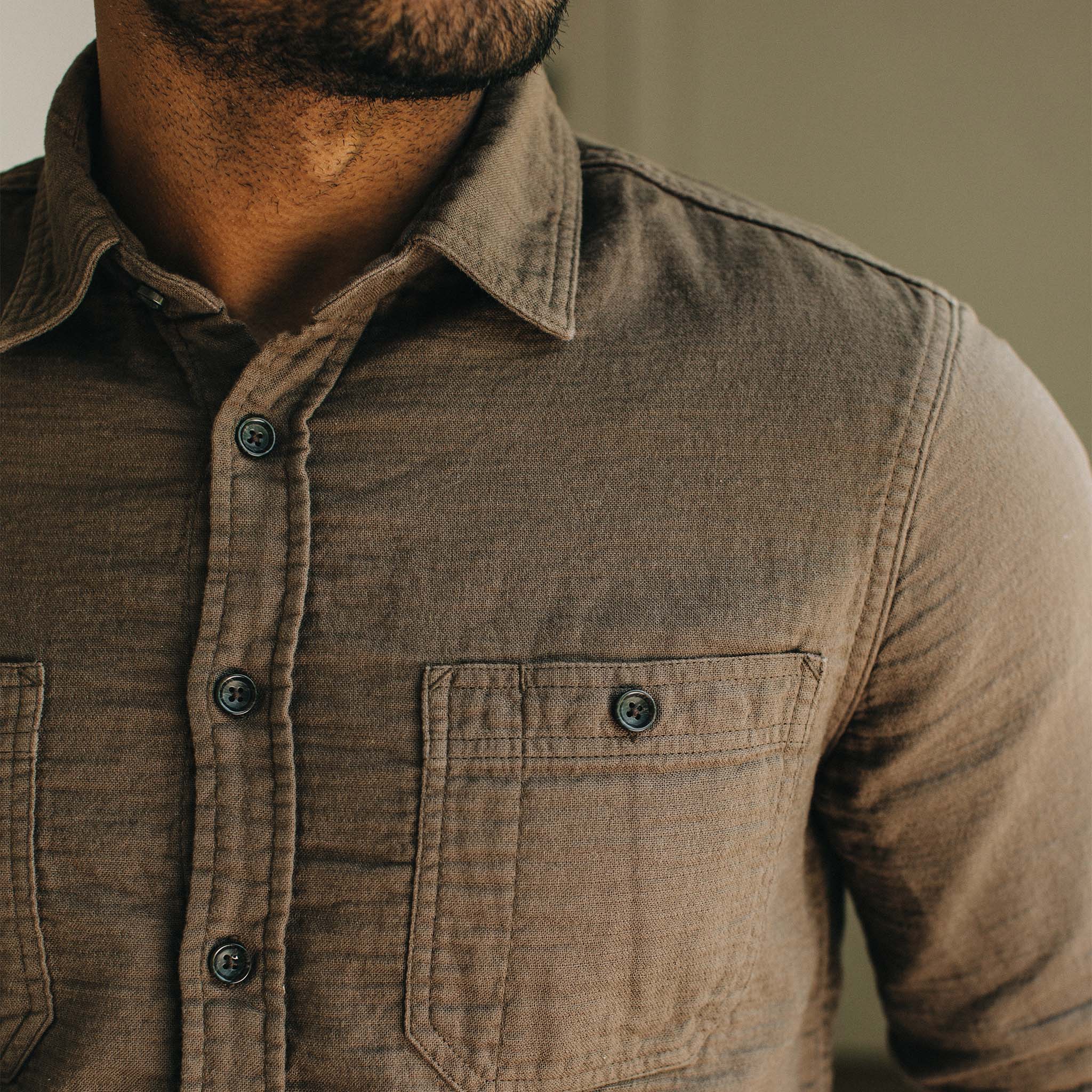 The Utility Shirt in Walnut Double Cloth - Image 3