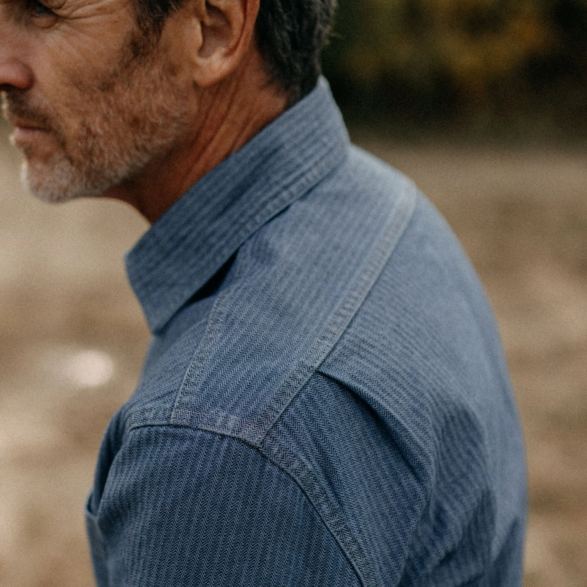 The Utility Shirt in Washed Indigo Herringbone - Image 3