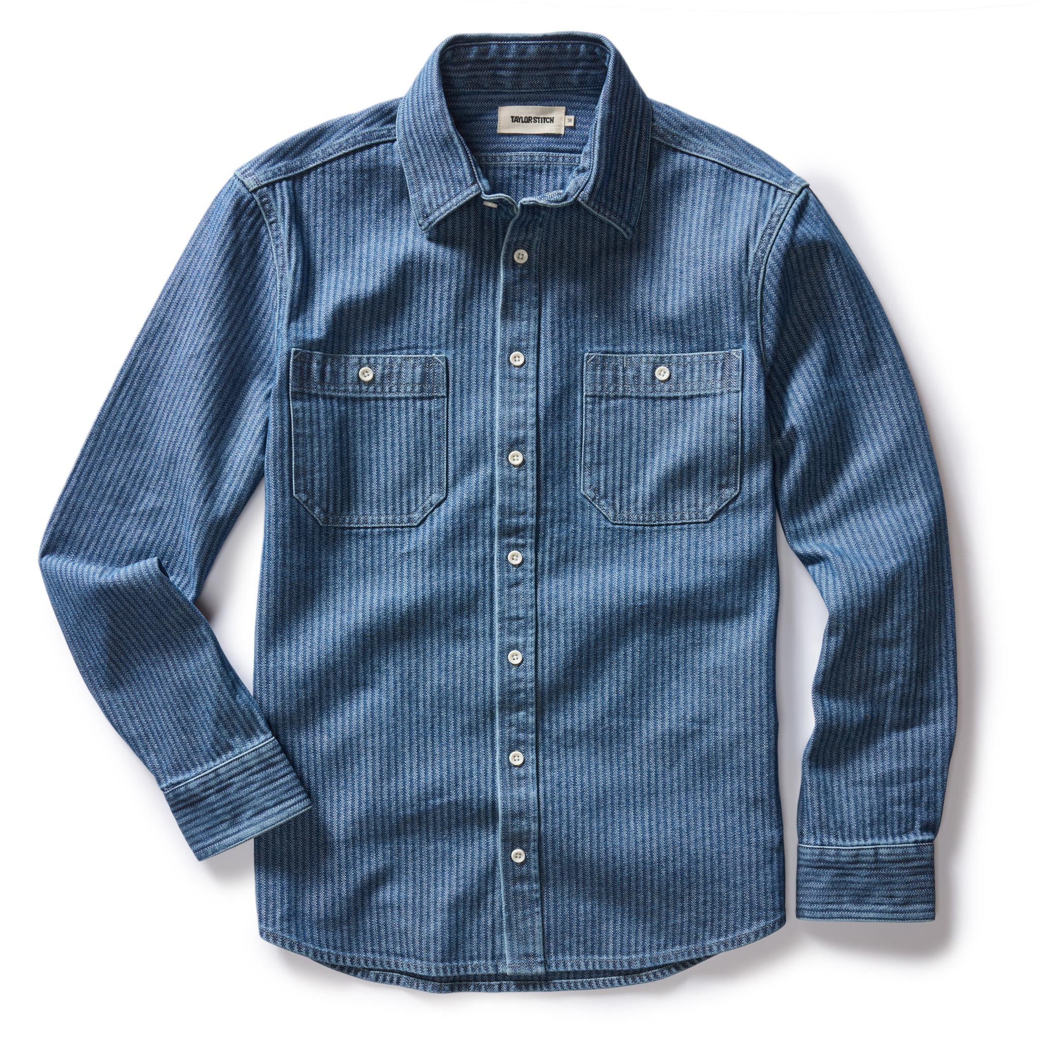 The Utility Shirt in Washed Indigo Herringbone - Image 5