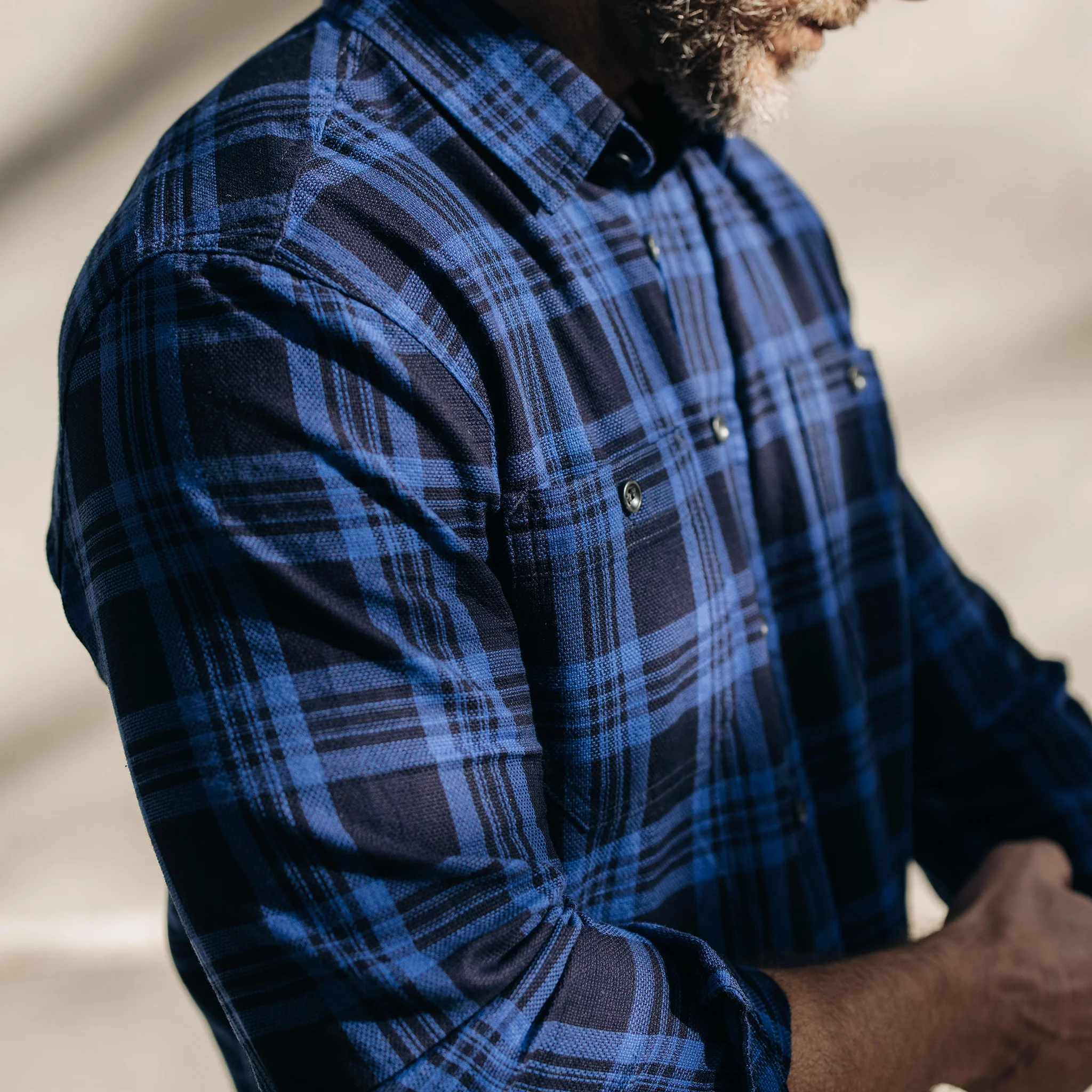 The Utility Shirt in Rinsed Indigo Plaid - Image 2