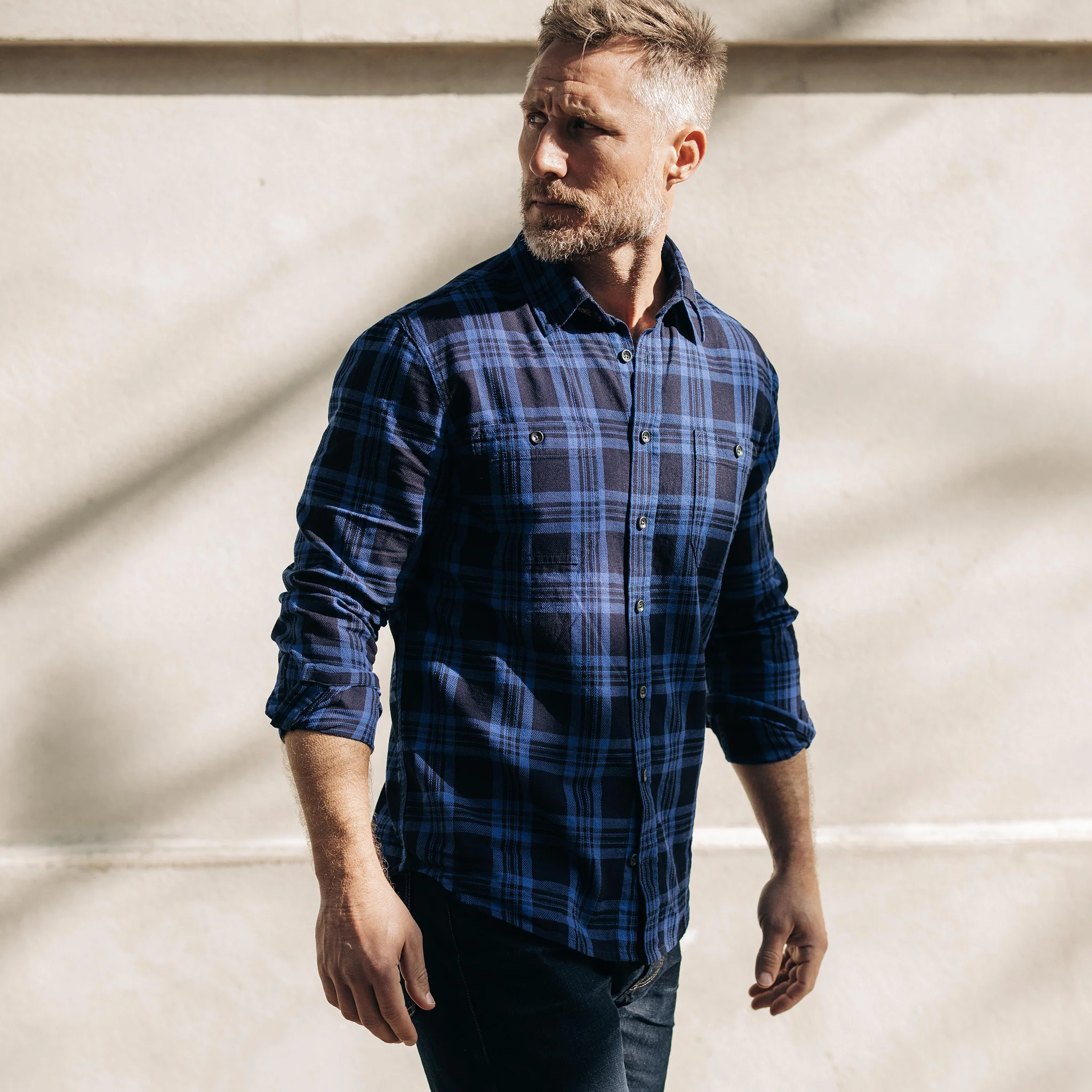The Utility Shirt in Rinsed Indigo Plaid - Image 3