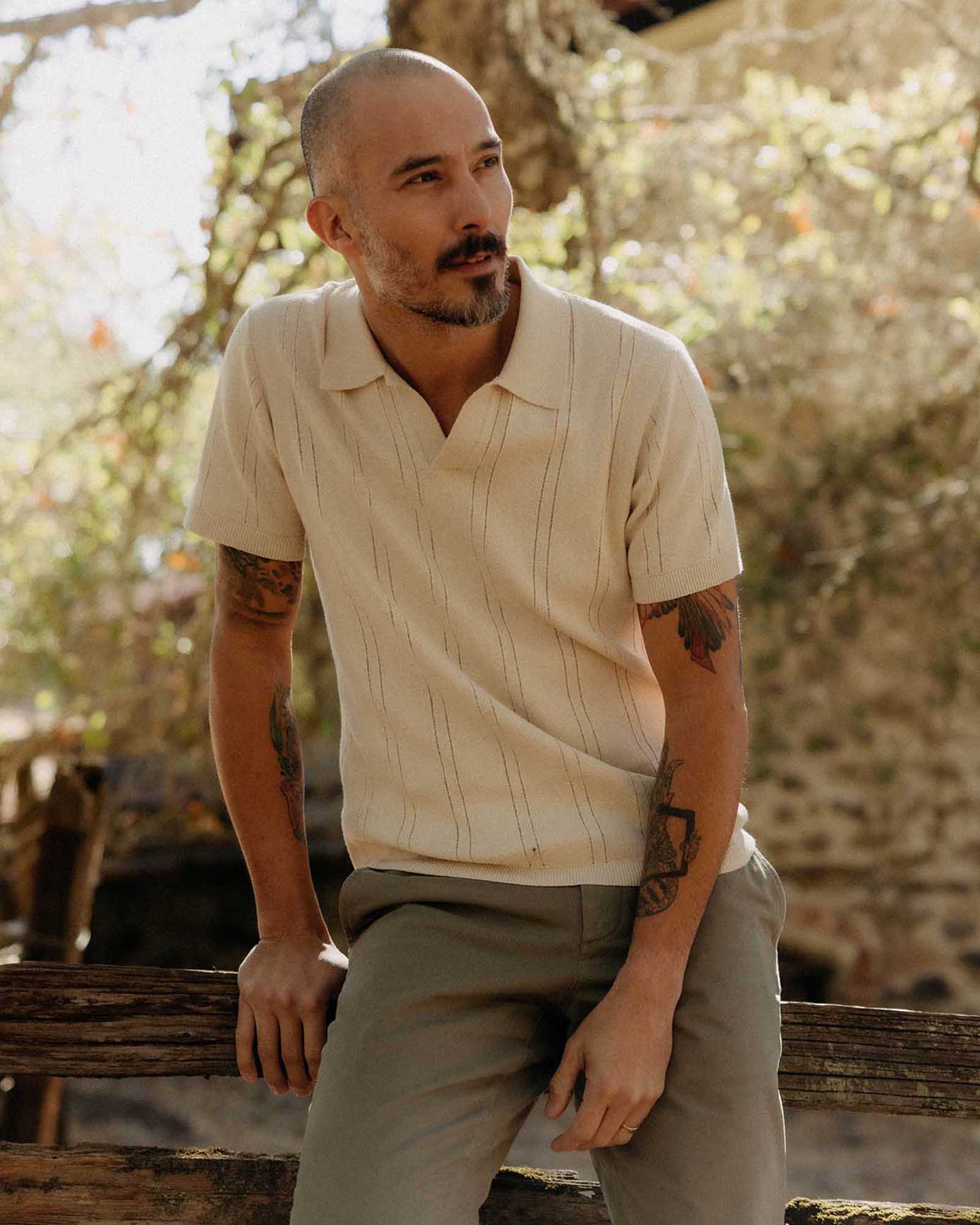 The Valencia Sweater Polo in Heather Oat Rib - Image 2