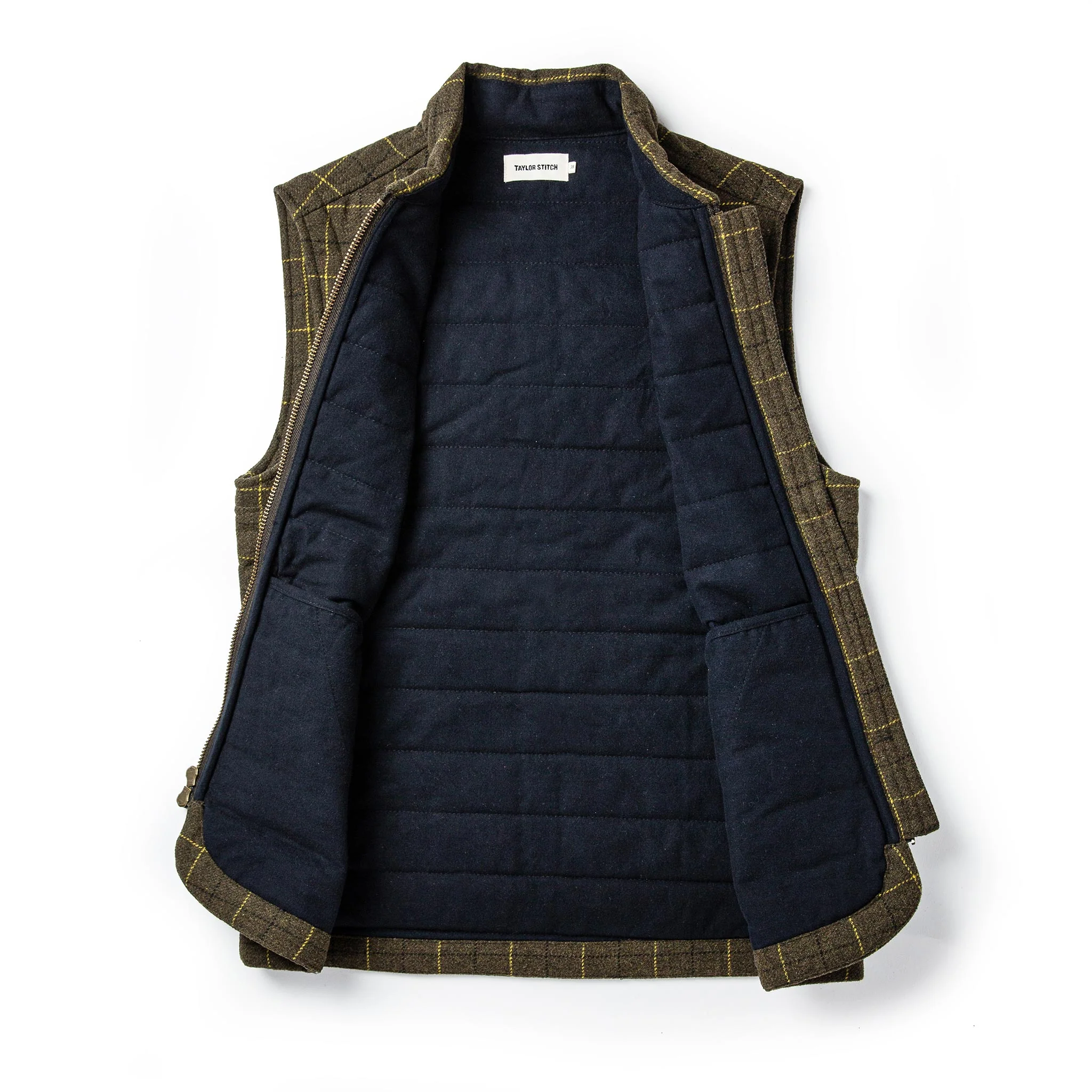 The Vertical Vest in Olive Plaid Wool - Image 10