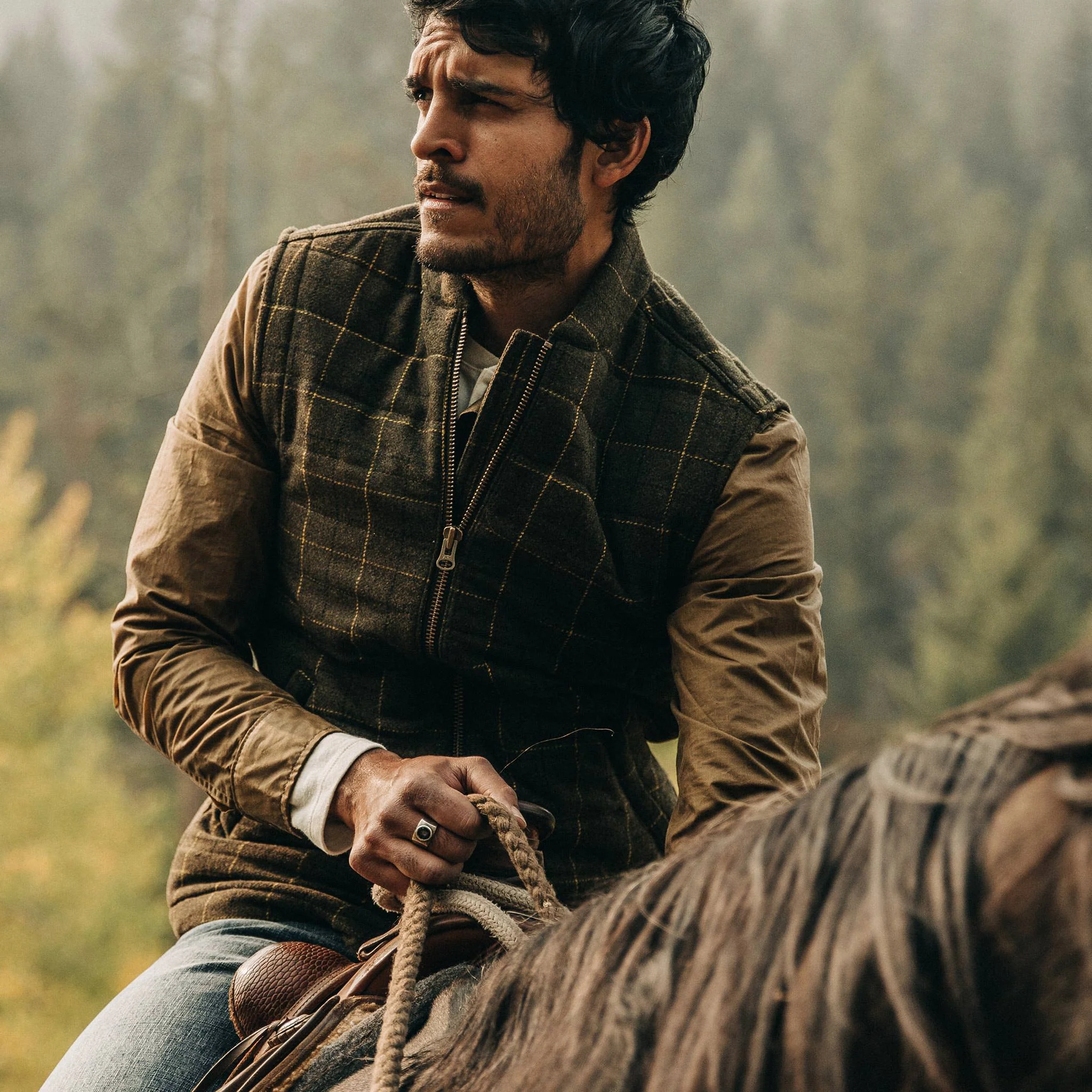 The Vertical Vest in Olive Plaid Wool - Image 2