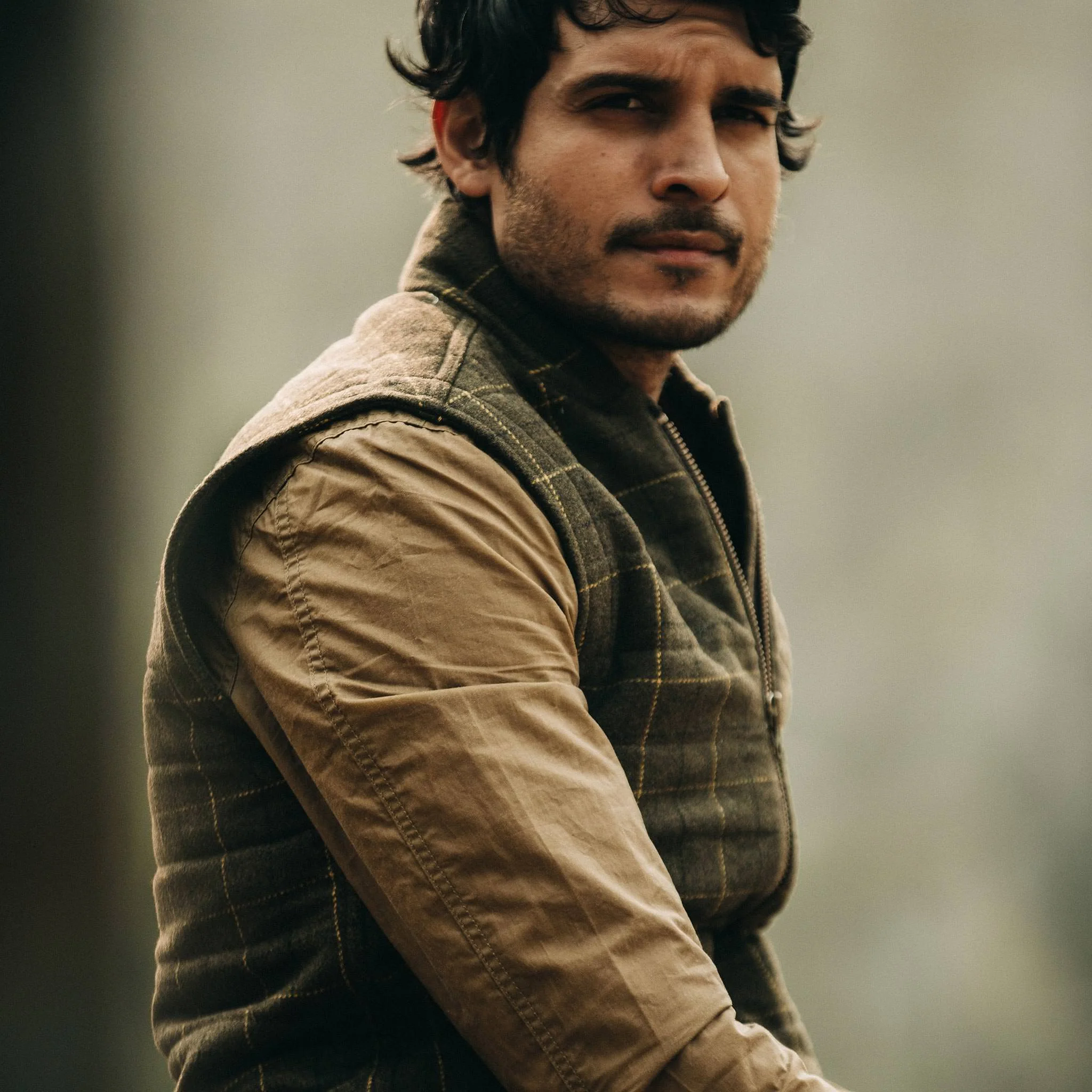 The Vertical Vest in Olive Plaid Wool - Image 5