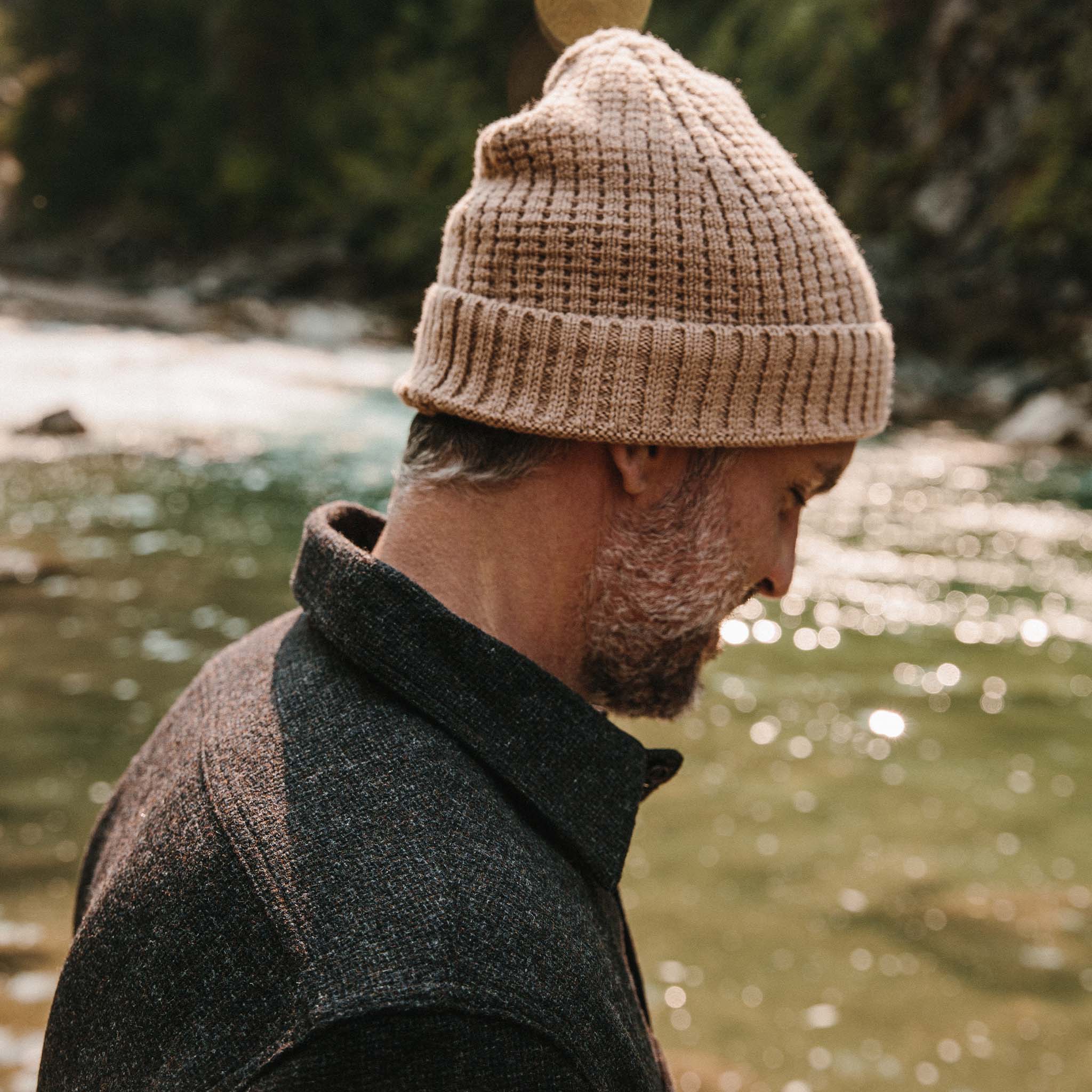 The Waffle Beanie in Camel Merino - Image 3