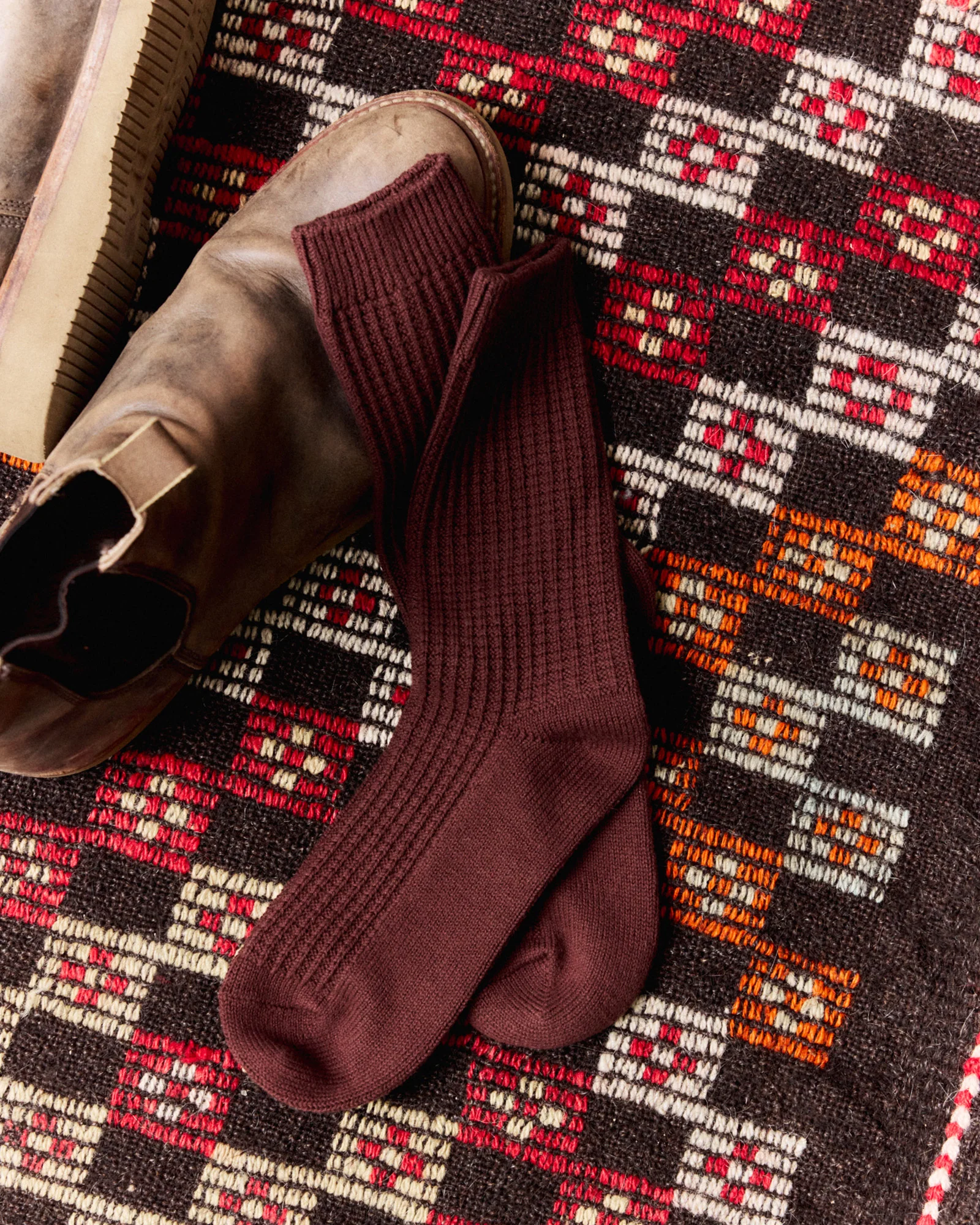 The Waffle Sock in Burgundy - Image 2