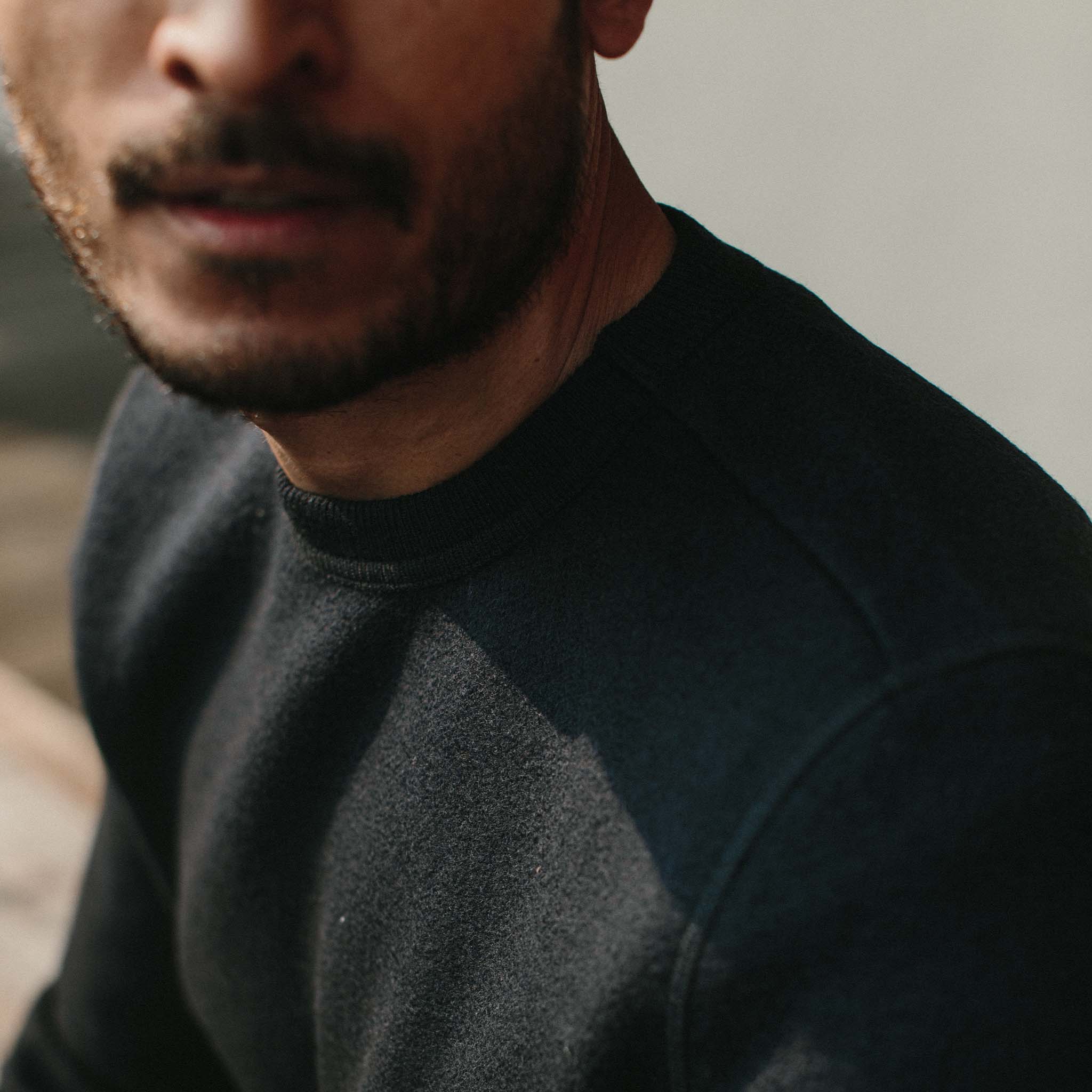 The Weekend Crewneck in Navy Boiled Wool - Image 3