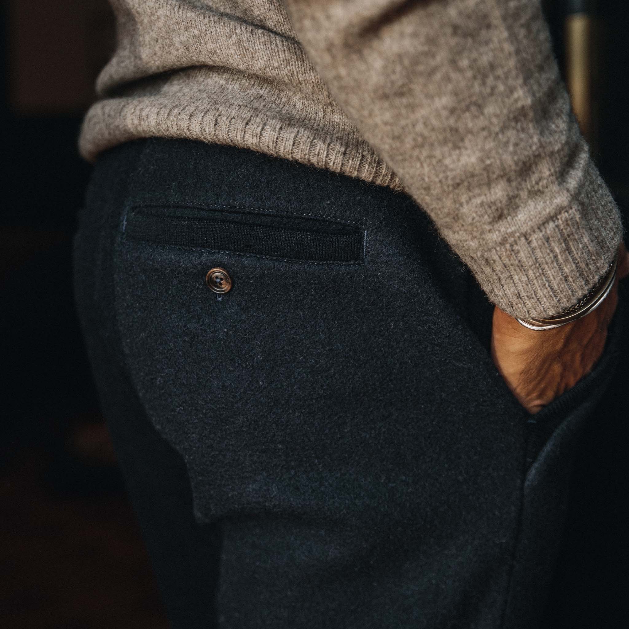 The Weekend Pant in Navy Boiled Wool - Image 4