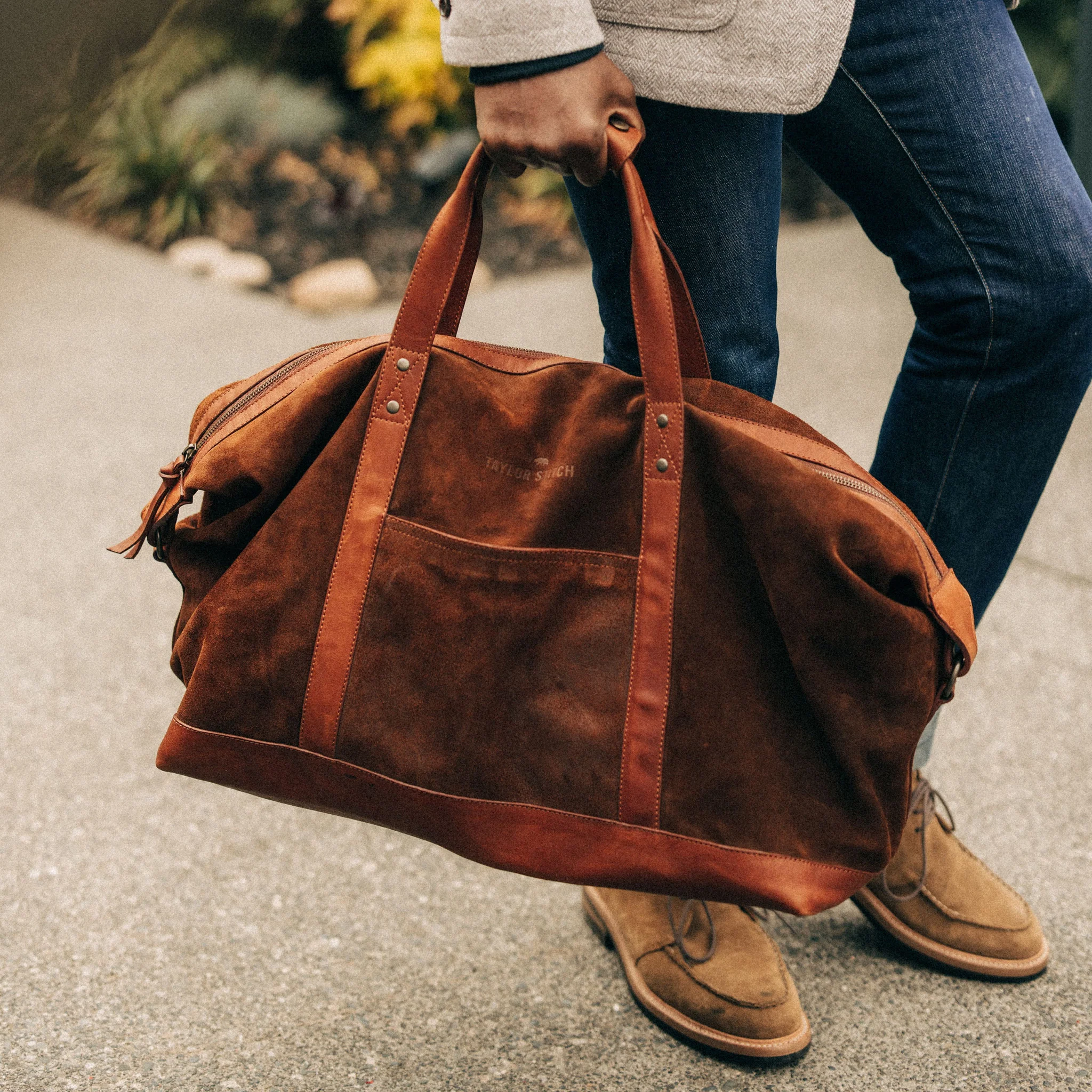 The Weekender Duffle in Chocolate Roughout - Image 2