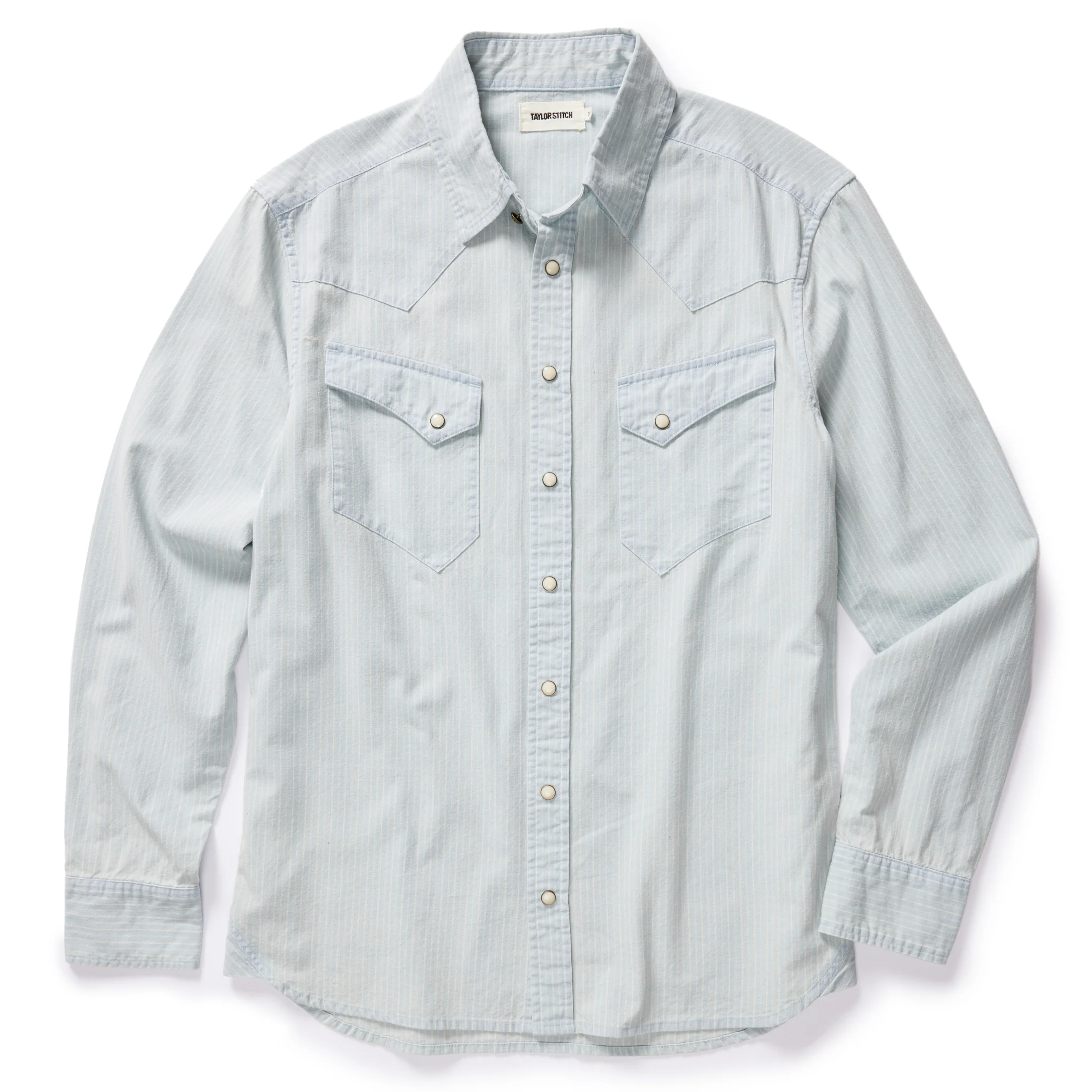 The Western Shirt in Bleached Indigo Stripe - Image 5