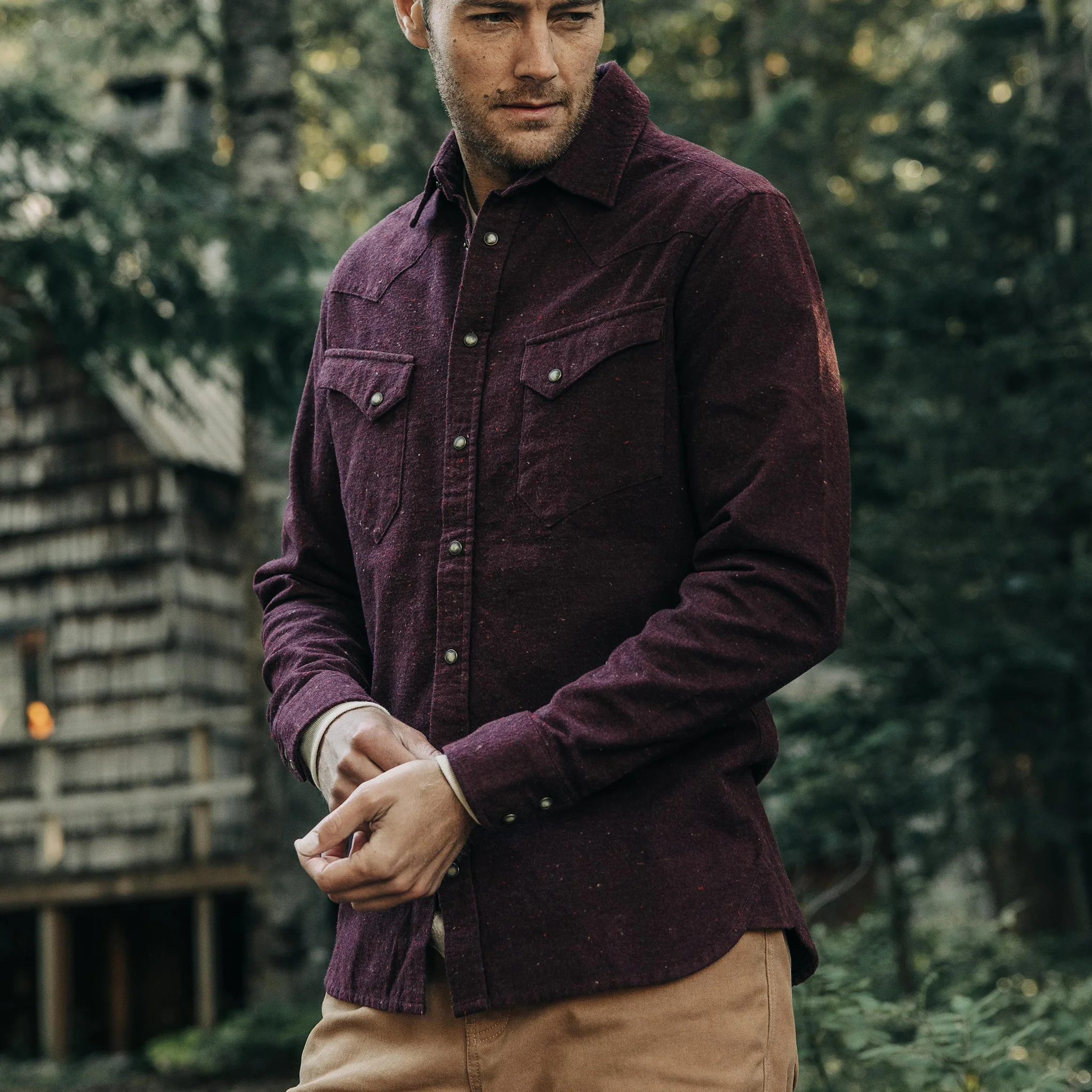The Western Shirt in Nutmeg Donegal - Image 4