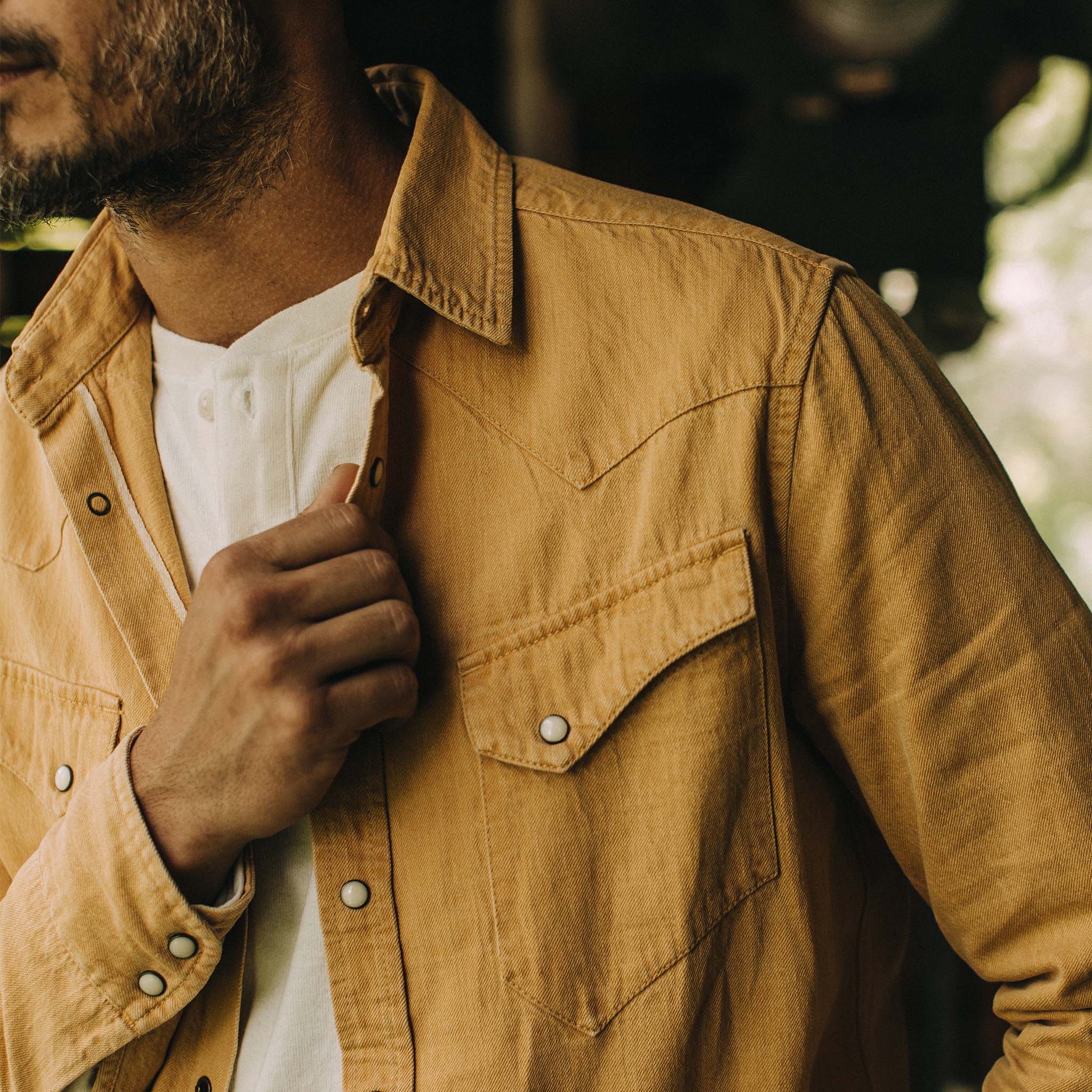The Western Shirt in Wheat Selvage Denim - Image 3
