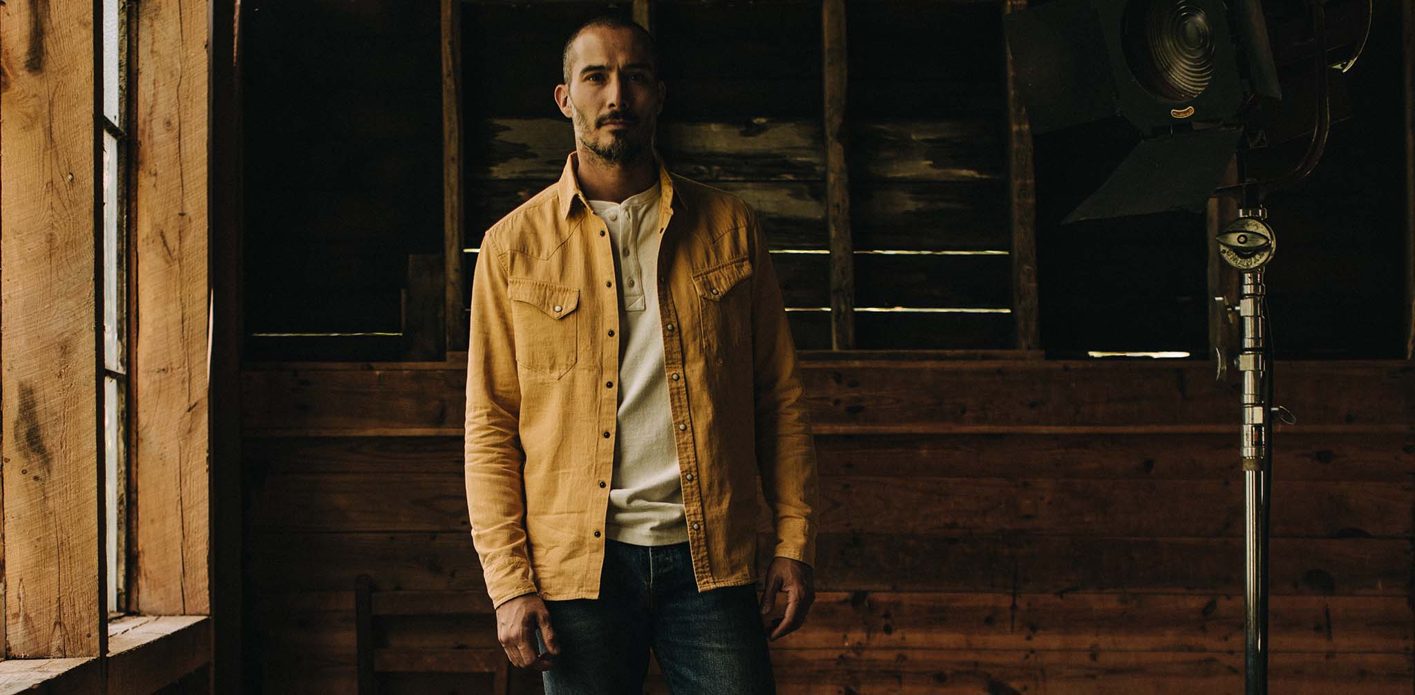 The Western Shirt in Wheat Selvage Denim - Image 9